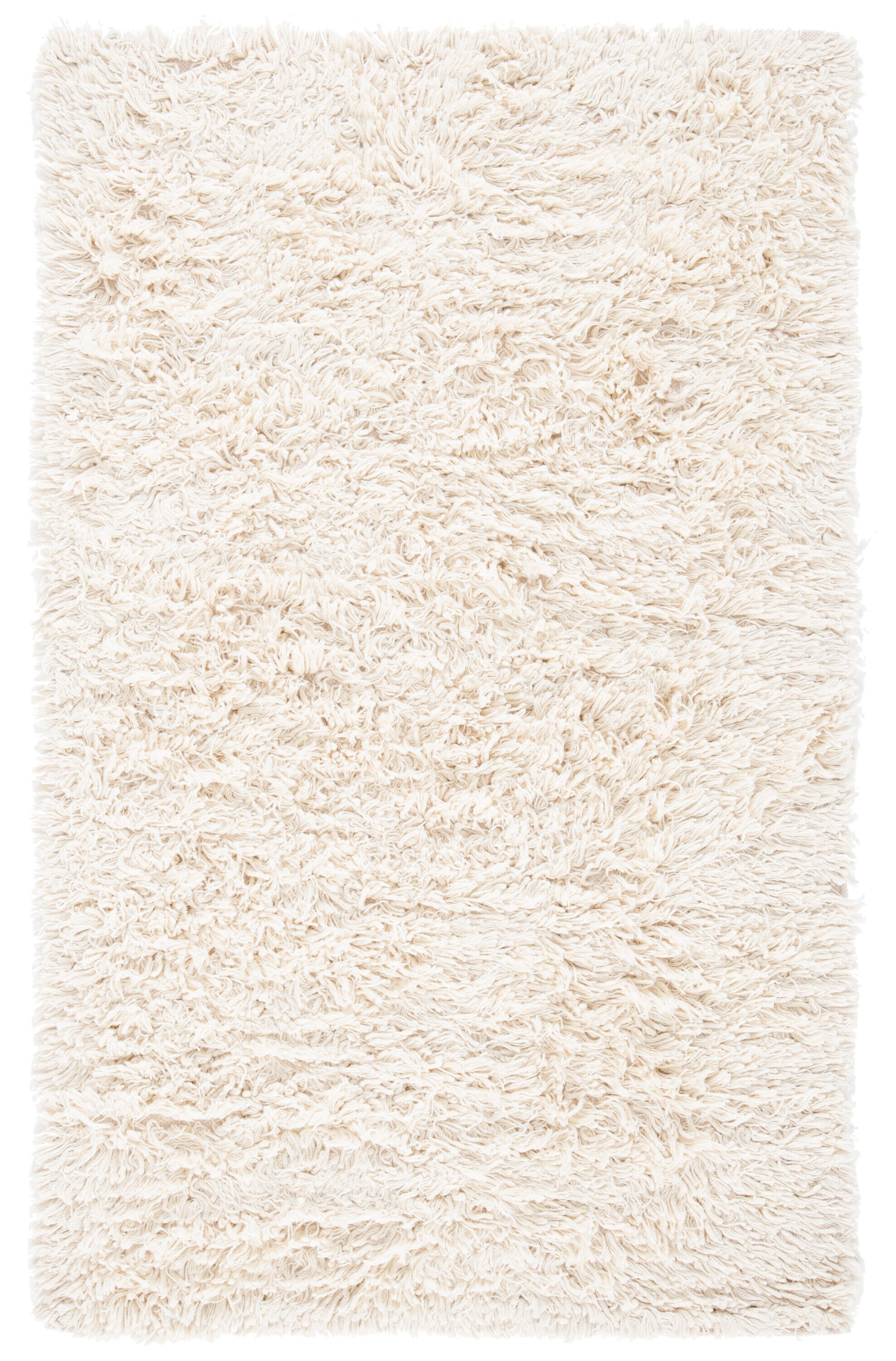 Ivory Handmade Wool Shag Area Rug 2' x 3'