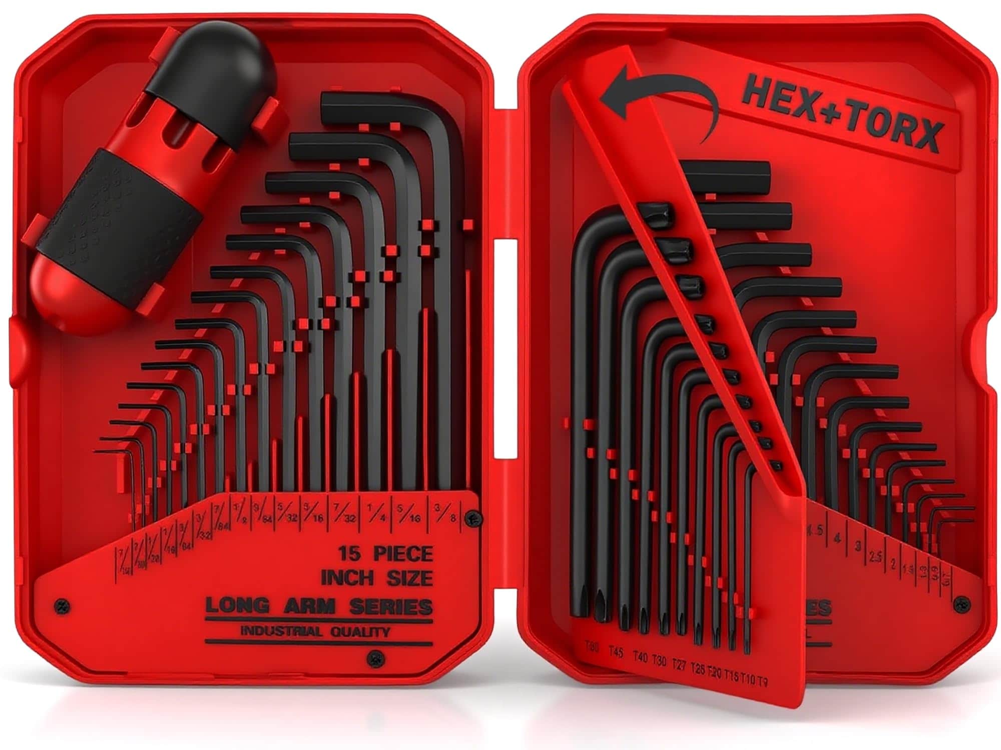 Etokfoks  SAE Metric Torx T Handle End Hex Torx Key Set 41 Piece Heat Treated Cr V Steel with 3 Layer Storage Case
