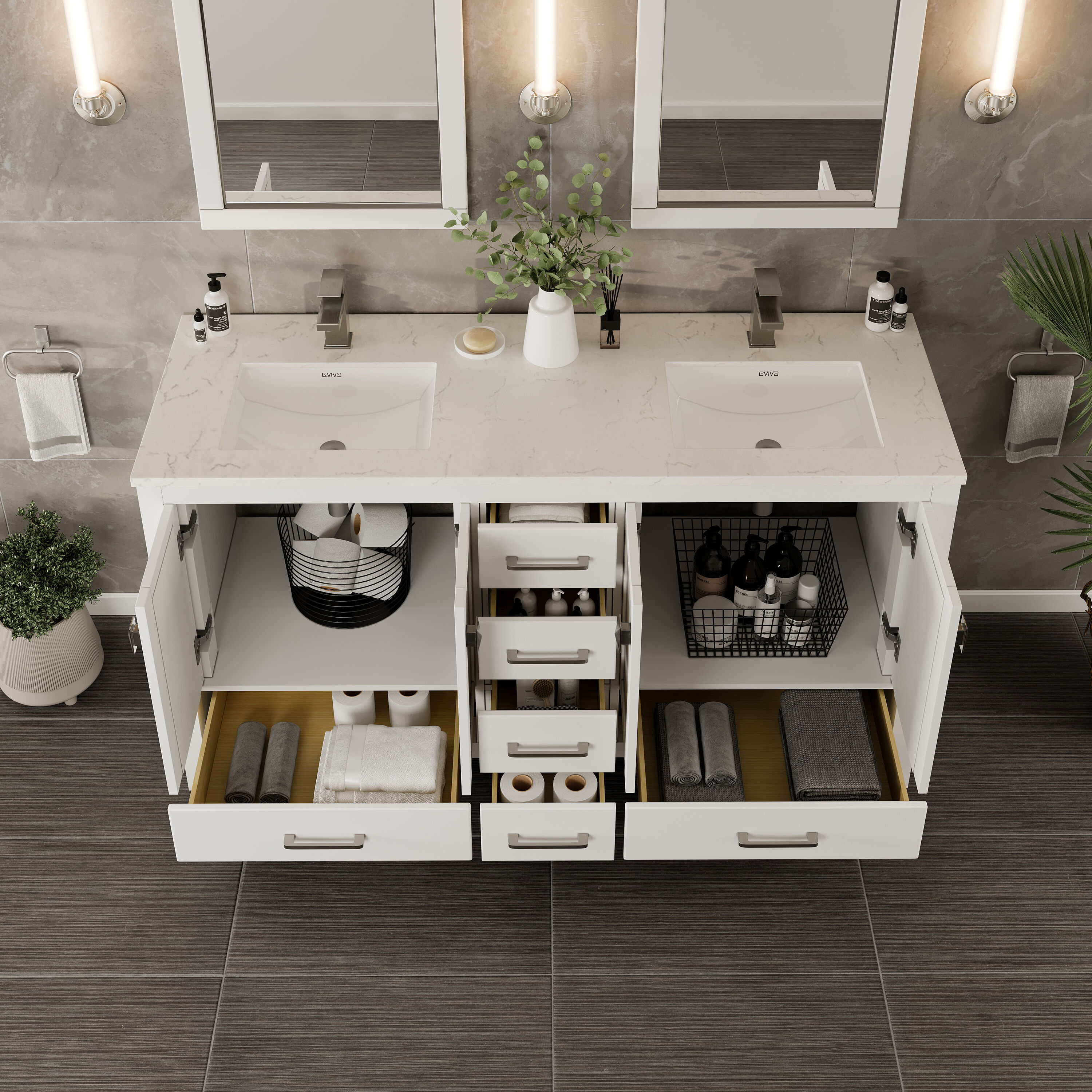 Eviva TVN414-60X18WH Bath-Vanity-Combo - View #3