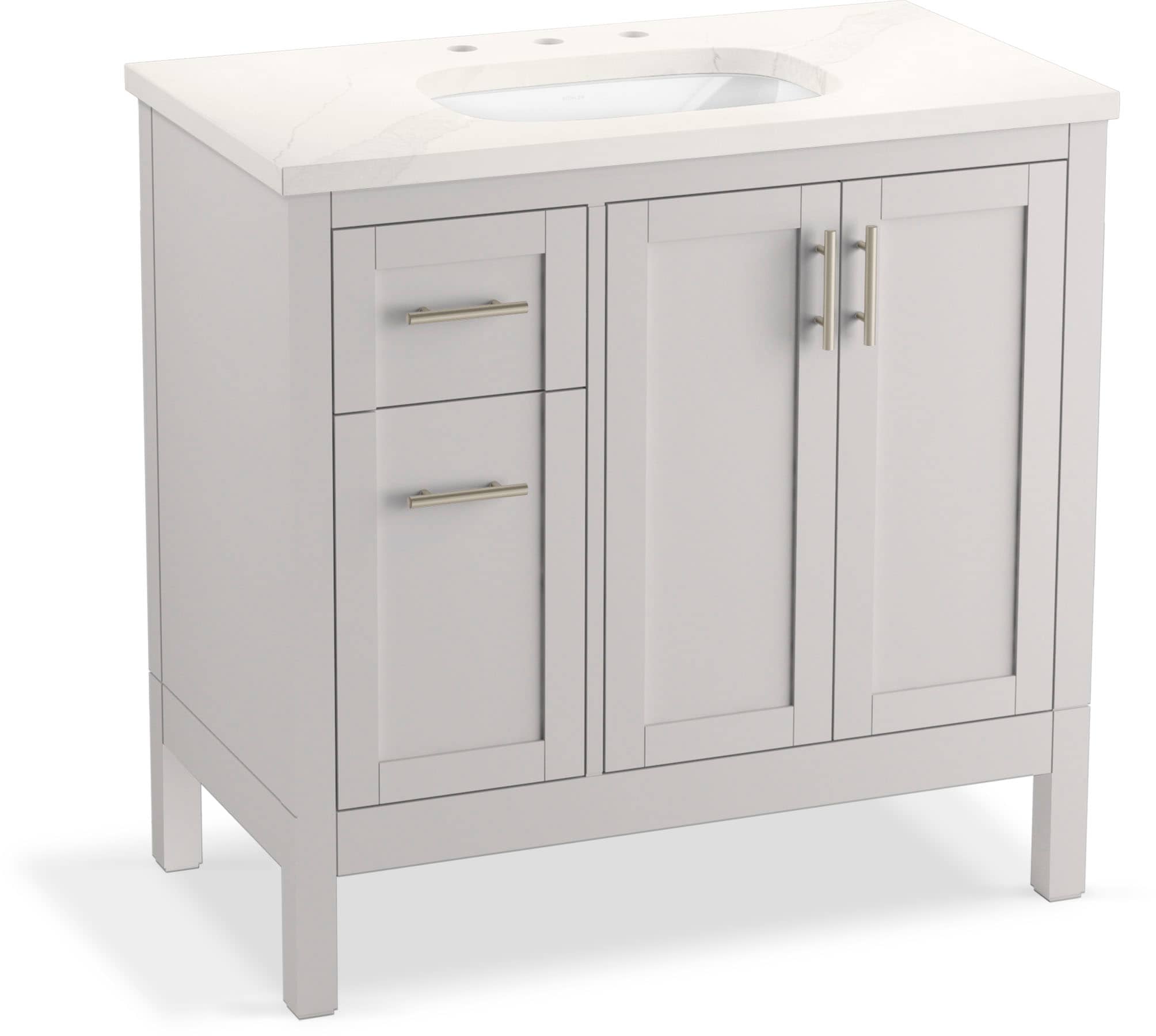 37" Atmos Grey Single Bathroom Vanity Set with Quartz Top