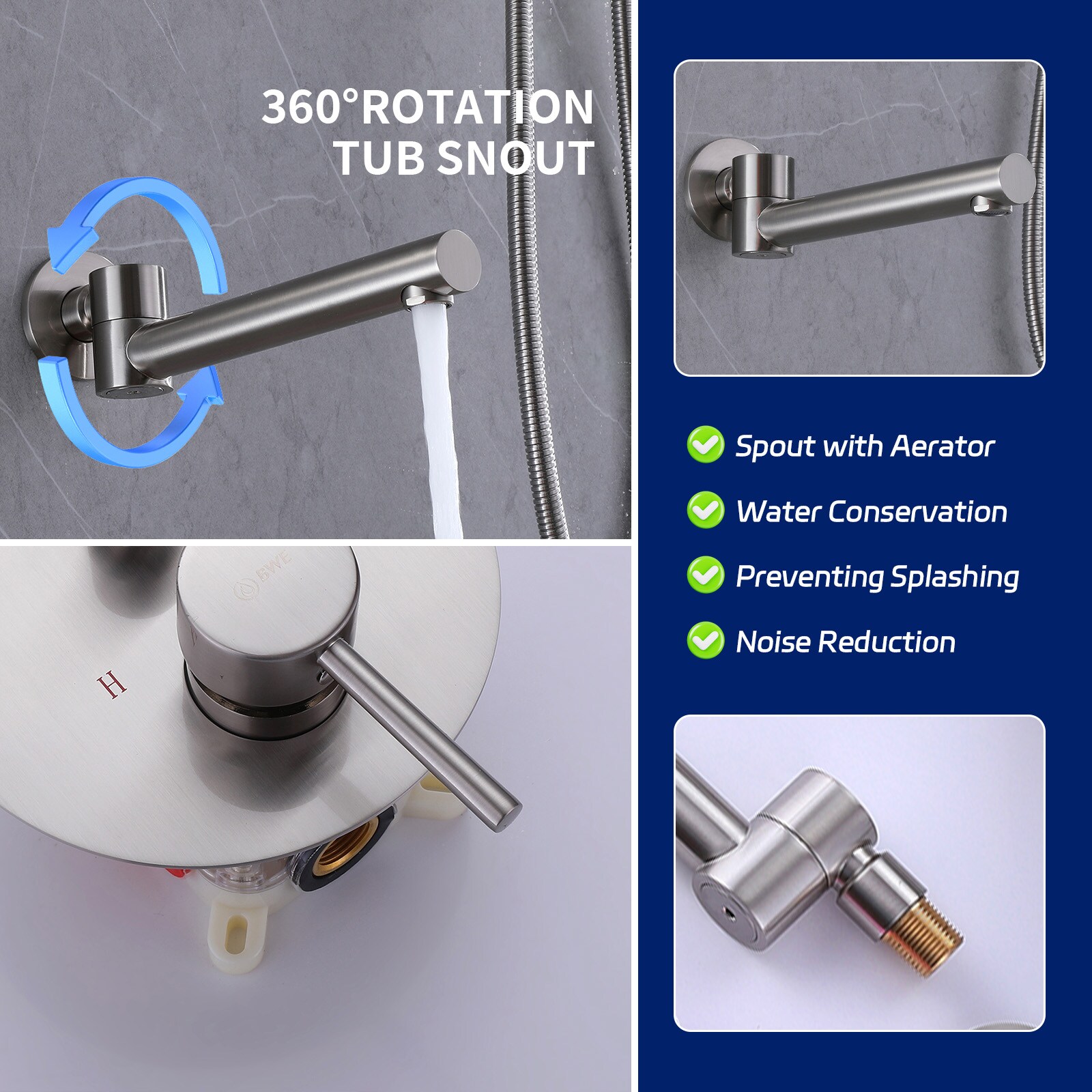 BWE A-98003-N Showerhead-Bar-Panels - View #6