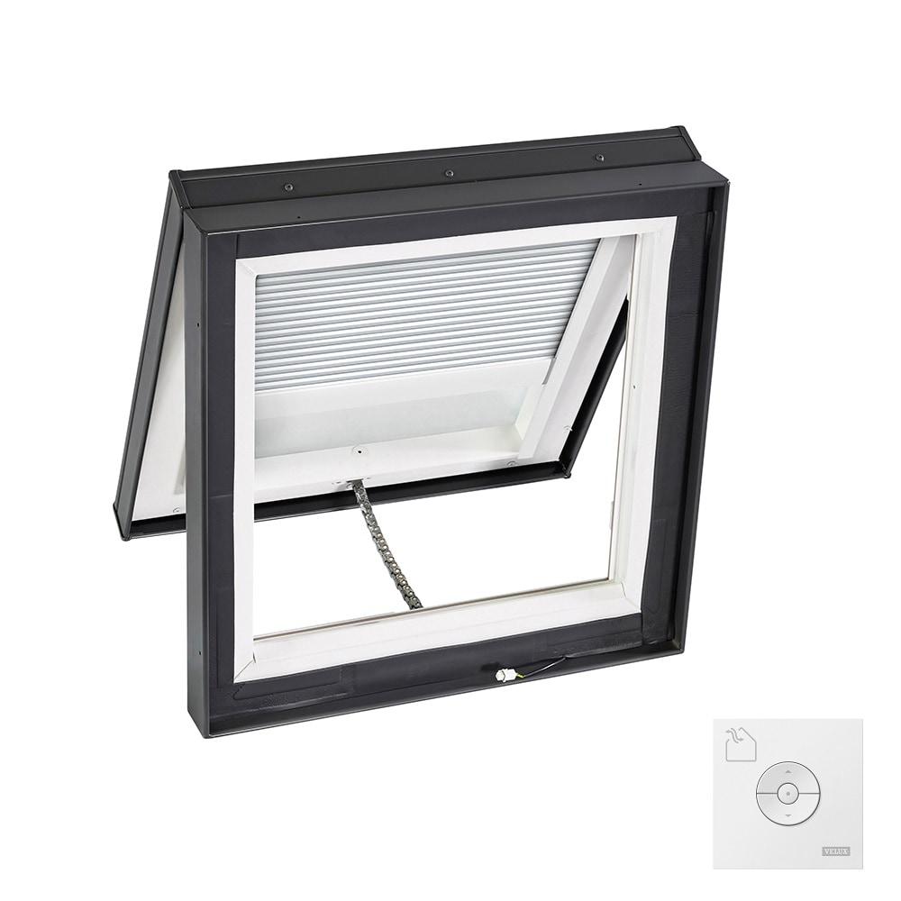 VELUX VCS 4646 2004CS00W 46-1/2-in x 46-1/2-in Solar-powered venting Curb mount Aluminum Skylight with Laminated Low-E argon Glass Room Darkening Shade