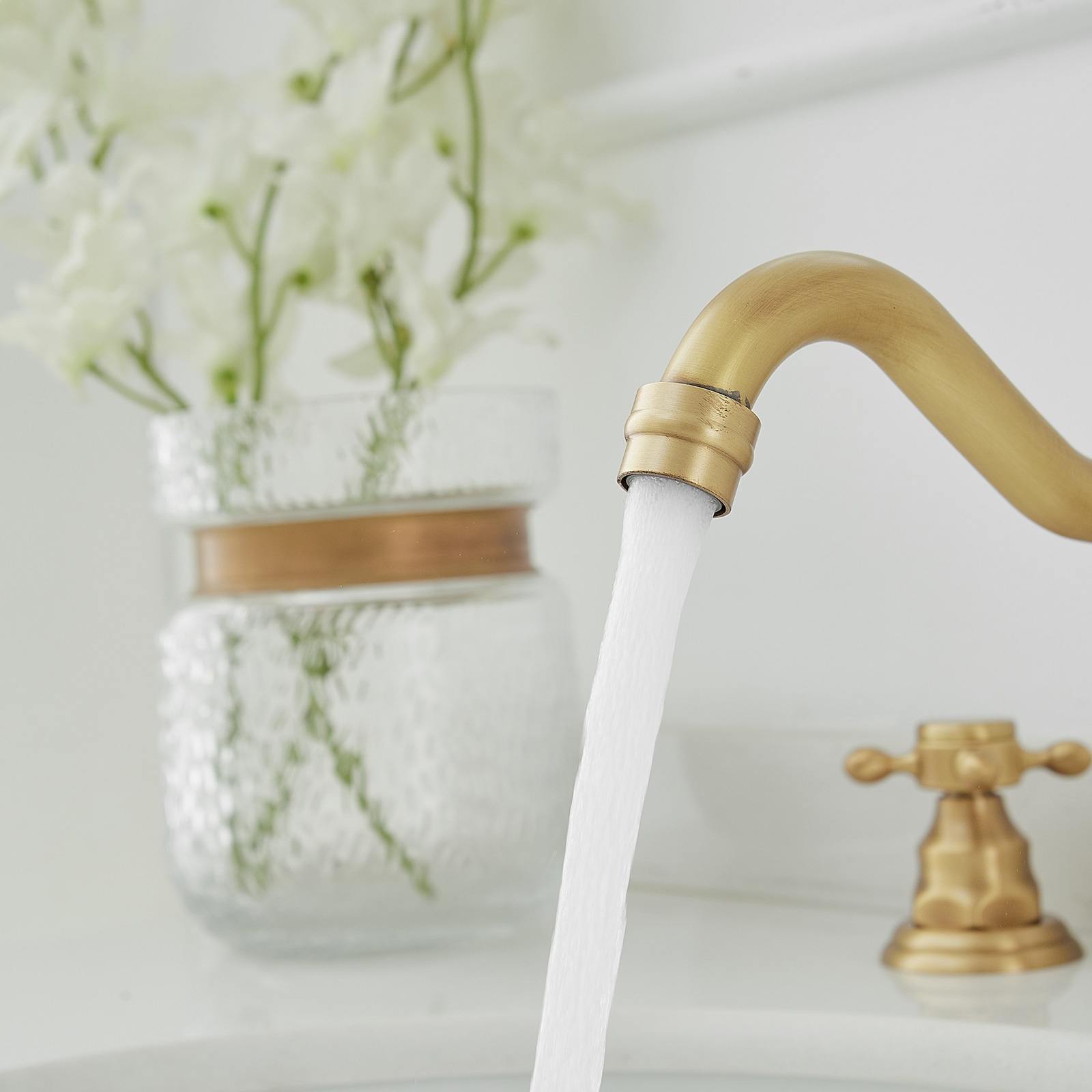 Antique Brass Double-Handle Widespread Bathroom Faucet