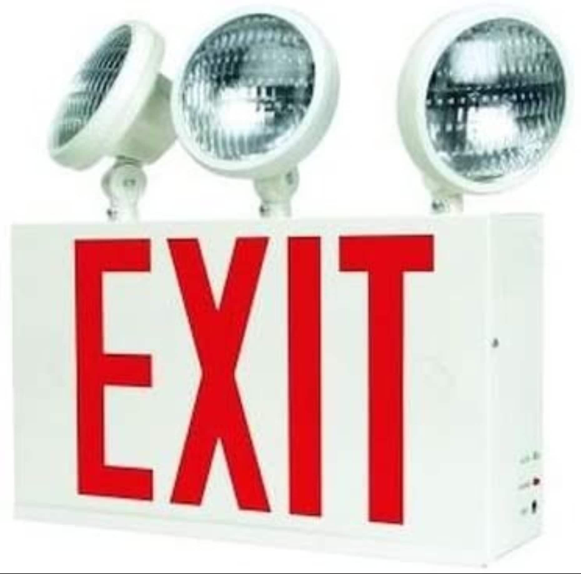 Ciata 3-Watt 120/277-Volt LED White Hardwired Exit Light With Red ...