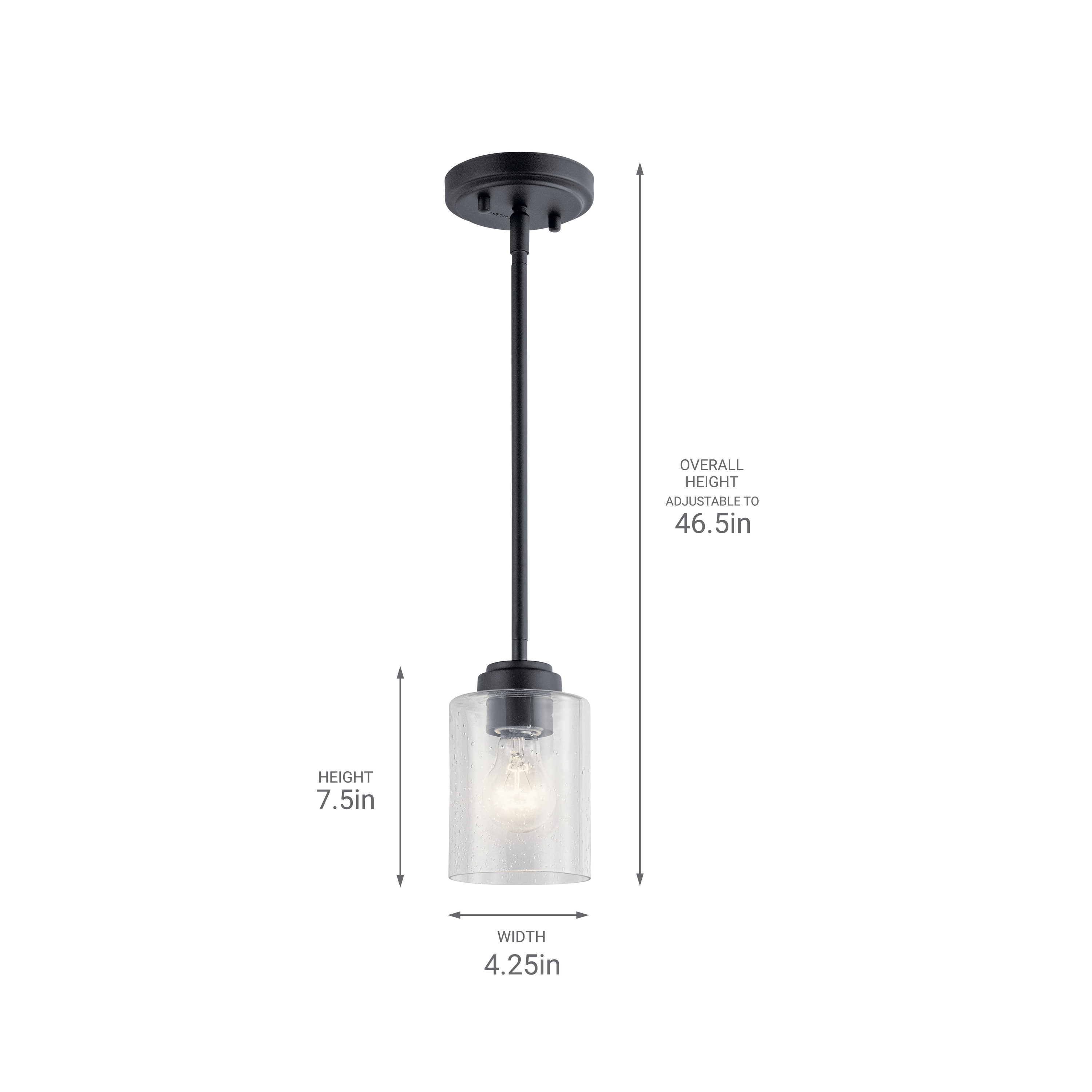 Kichler Winslow Black Moderncontemporary Seeded Glass Cylinder Mini Hanging Pendant Light In