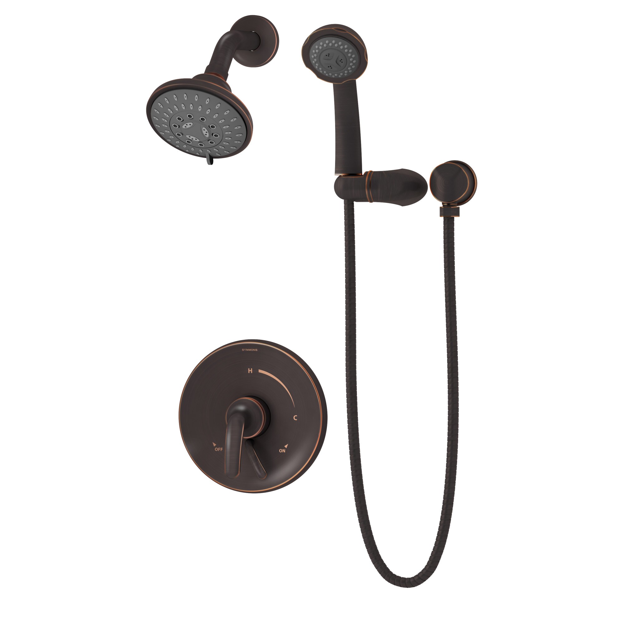 Symmons S5508SBZ15TRM Elm Seasoned Bronze 1-handle Multi-function 4.1-Inches Round Shower Faucet