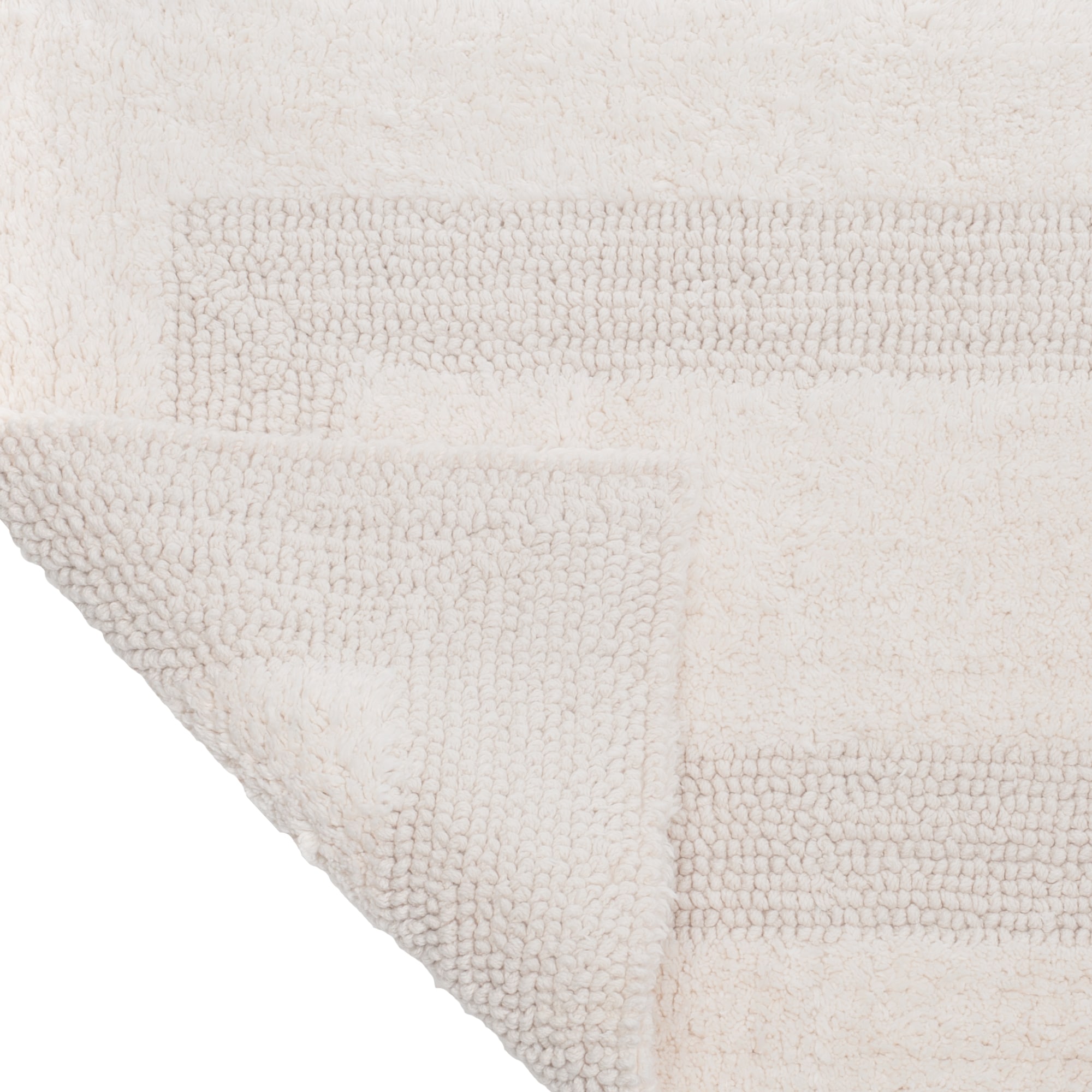 Ivory Cotton Reversible Long Bathroom Runner Rug 24" x 60"