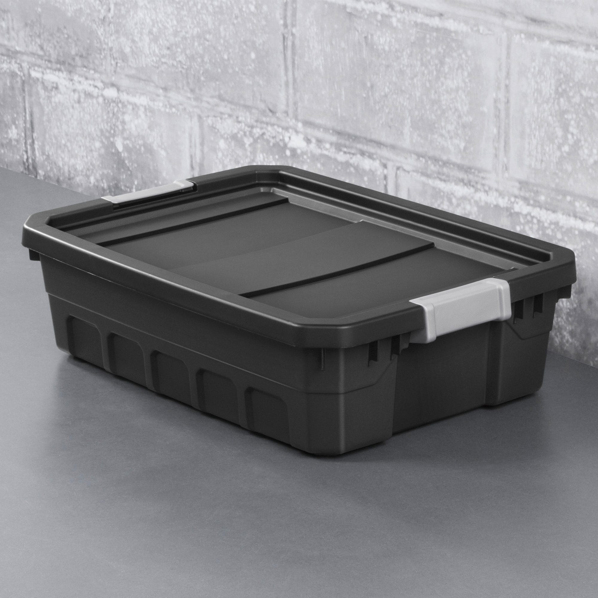 Sterilite 12 Gallon Hinged Lid Industrial Tote, Stackable Storage Bin, 12  Pack 