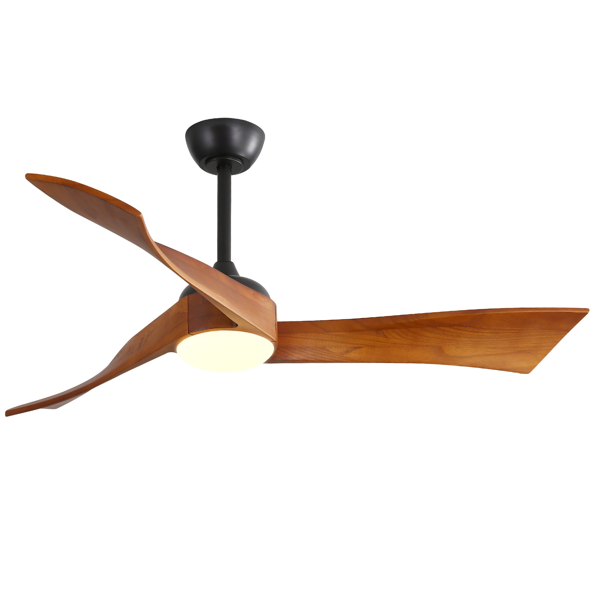 BABOOM BOM-152323-OR Modern Wood Ceiling Fan 52-in Integrated LED Brown with Solid Wood Blades Ceiling Fan With Light - Remote Included ( 3 -Blade )
