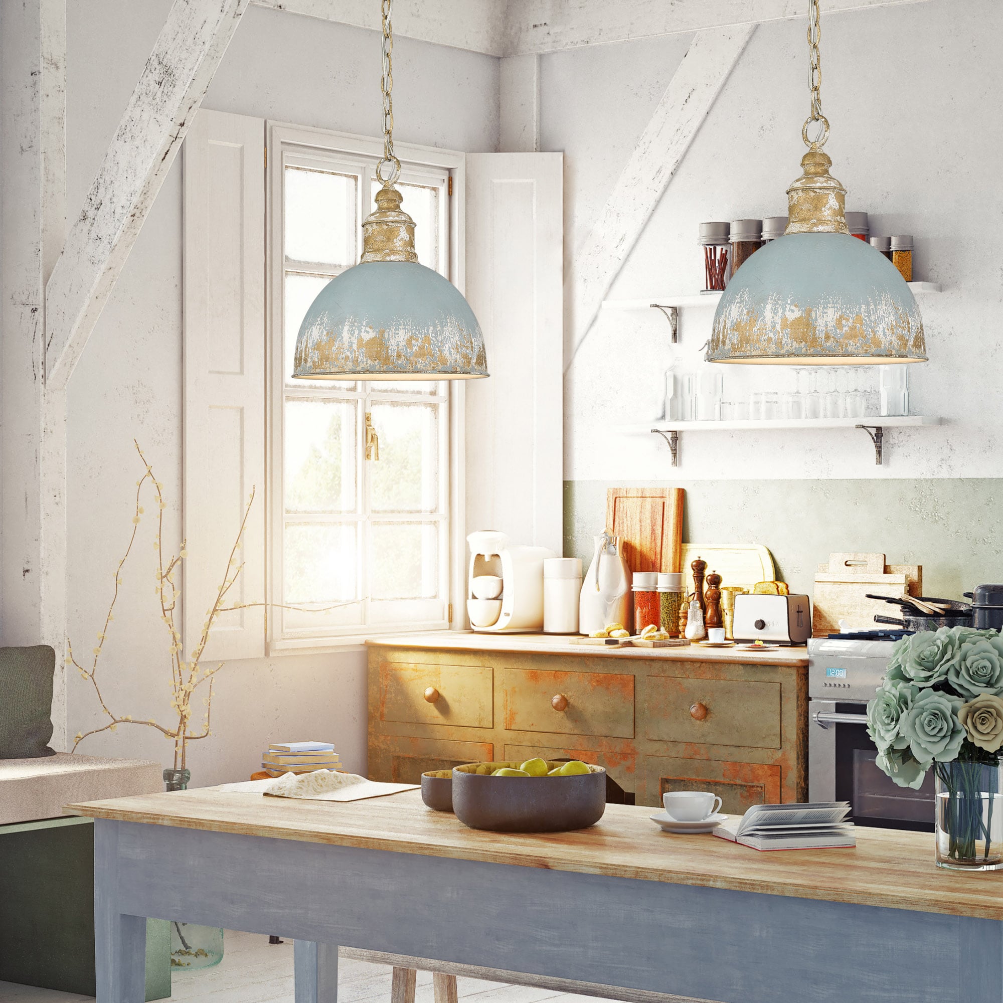 Golden Lighting 0809-M VG-TEAL Pendant-Lights - View #6
