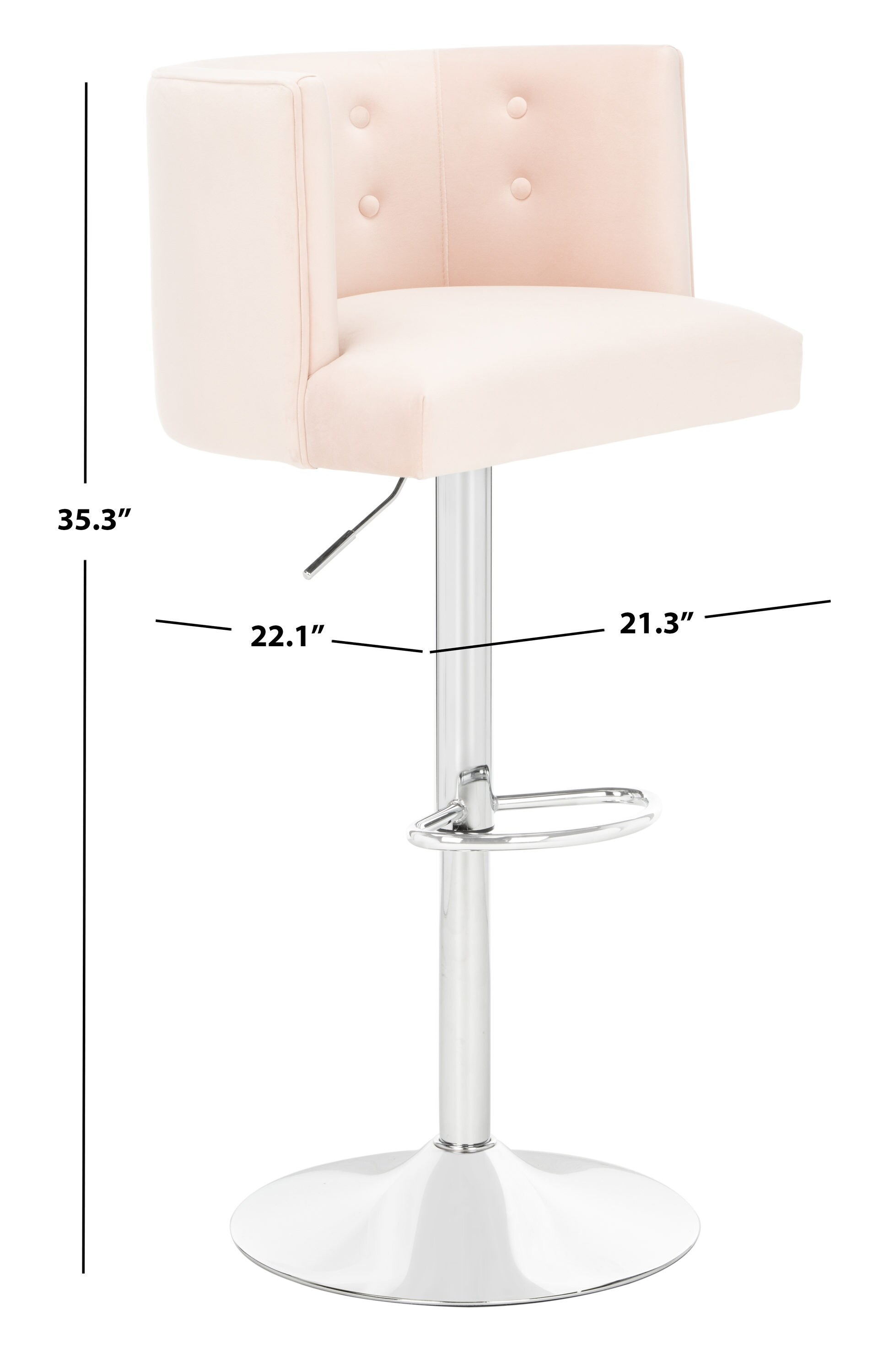 Safavieh Zayna Light Pink 35-in H Bar height Upholstered Swivel Wood ...