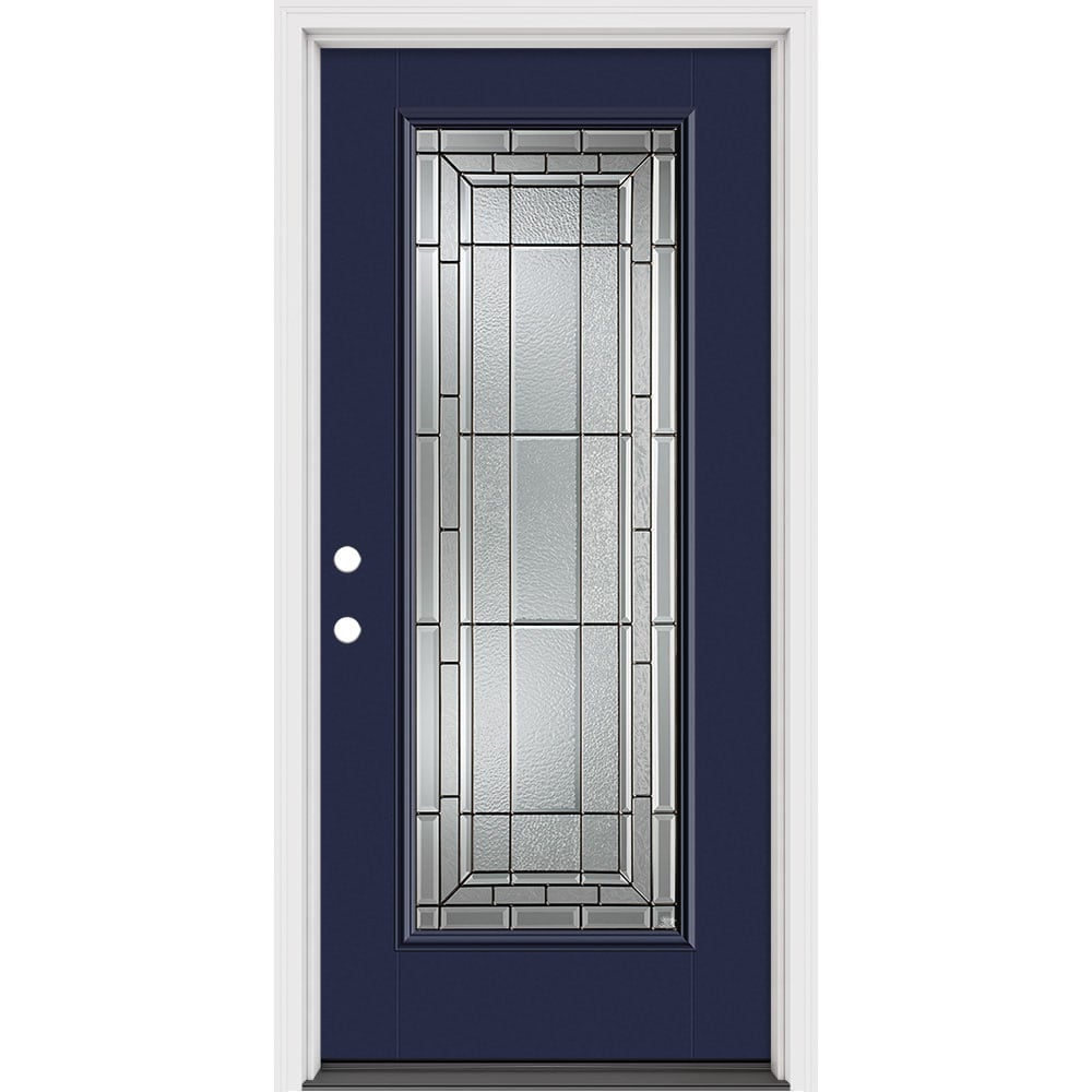 Masonite 631299 Sequence 36-in x 80-in x 4-9/16-in Fiberglass Full lite Right-hand inswing Eclipse Painted Prehung Front Door with Brickmould Insulating core