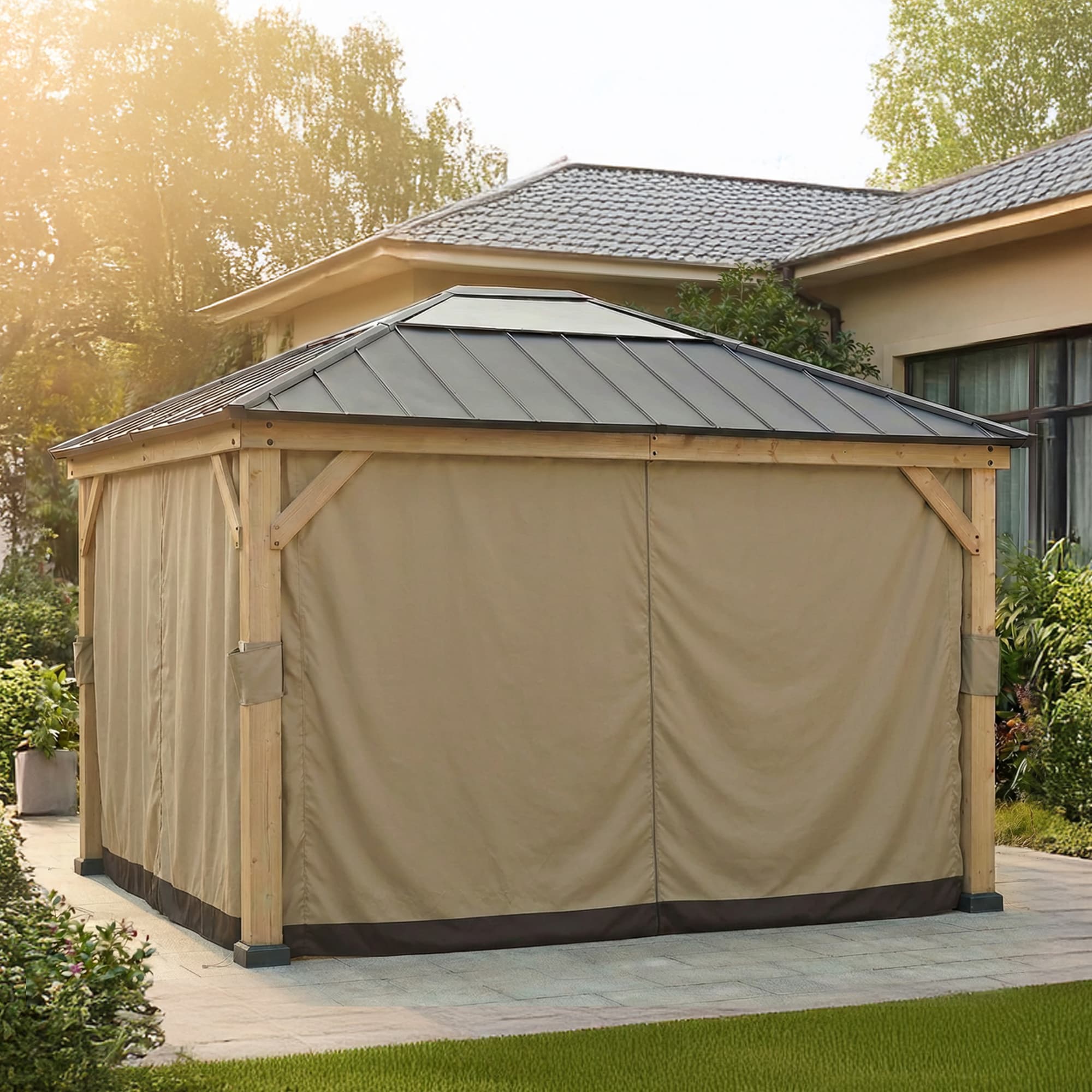 Sunjoy 1 Khaki Canopy Replacement Top A111701220 at Lowes.com