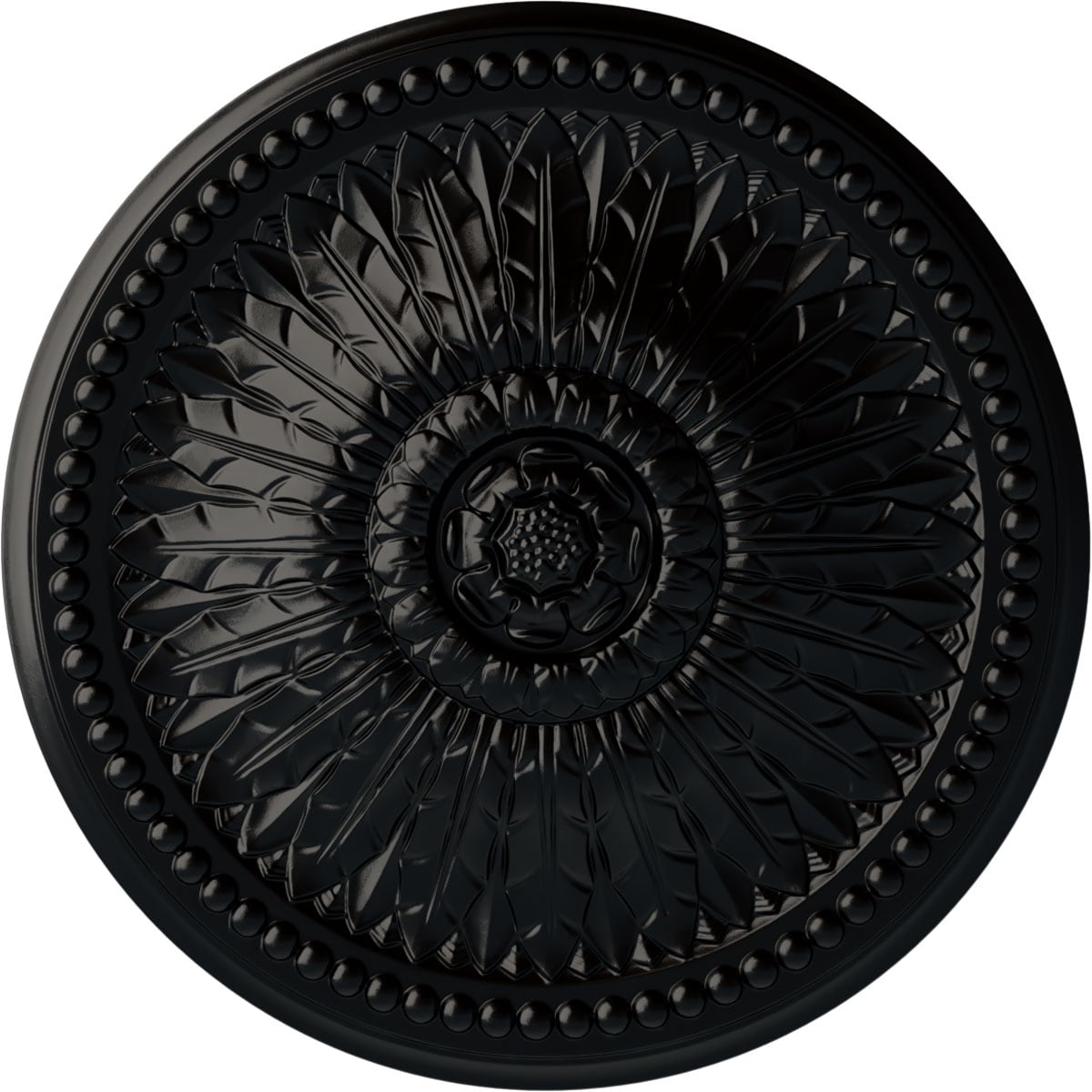 Ekena Millwork CM29SPBLF Springtime 29.375-in W x 29.375-in L Jet Black Polyurethane Ceiling Medallion
