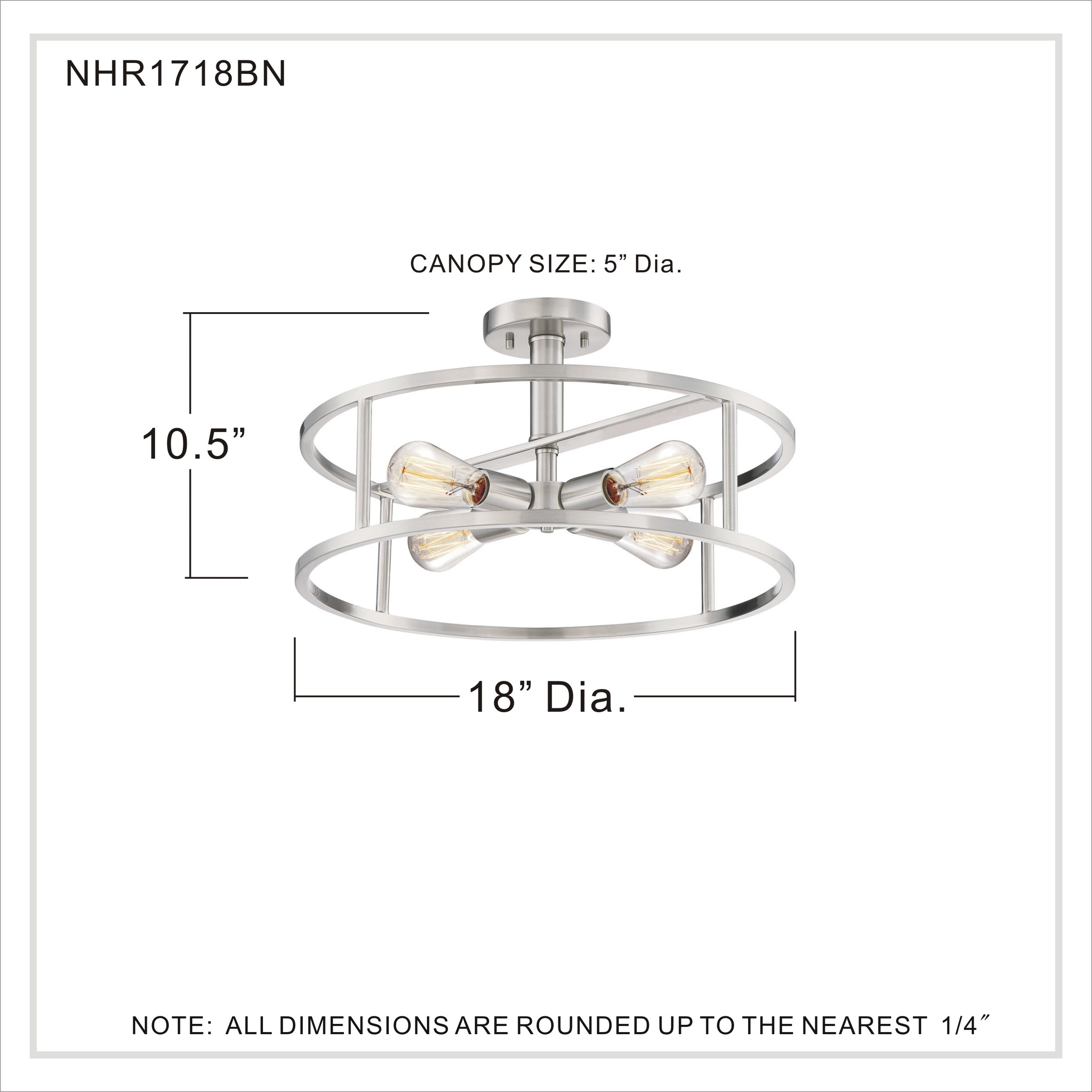 Quoizel New Harbor 4-Light 18-in Brushed Nickel Semi mount