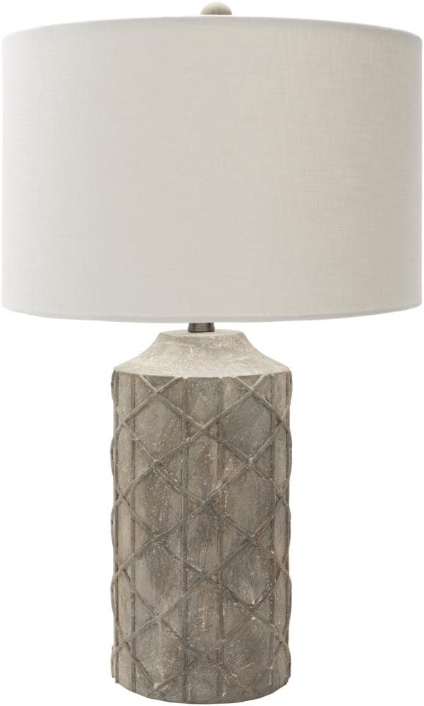 Surya BED100-TBL Brenda 27.16-in Charcoal 3-way Table Lamp with Linen Shade