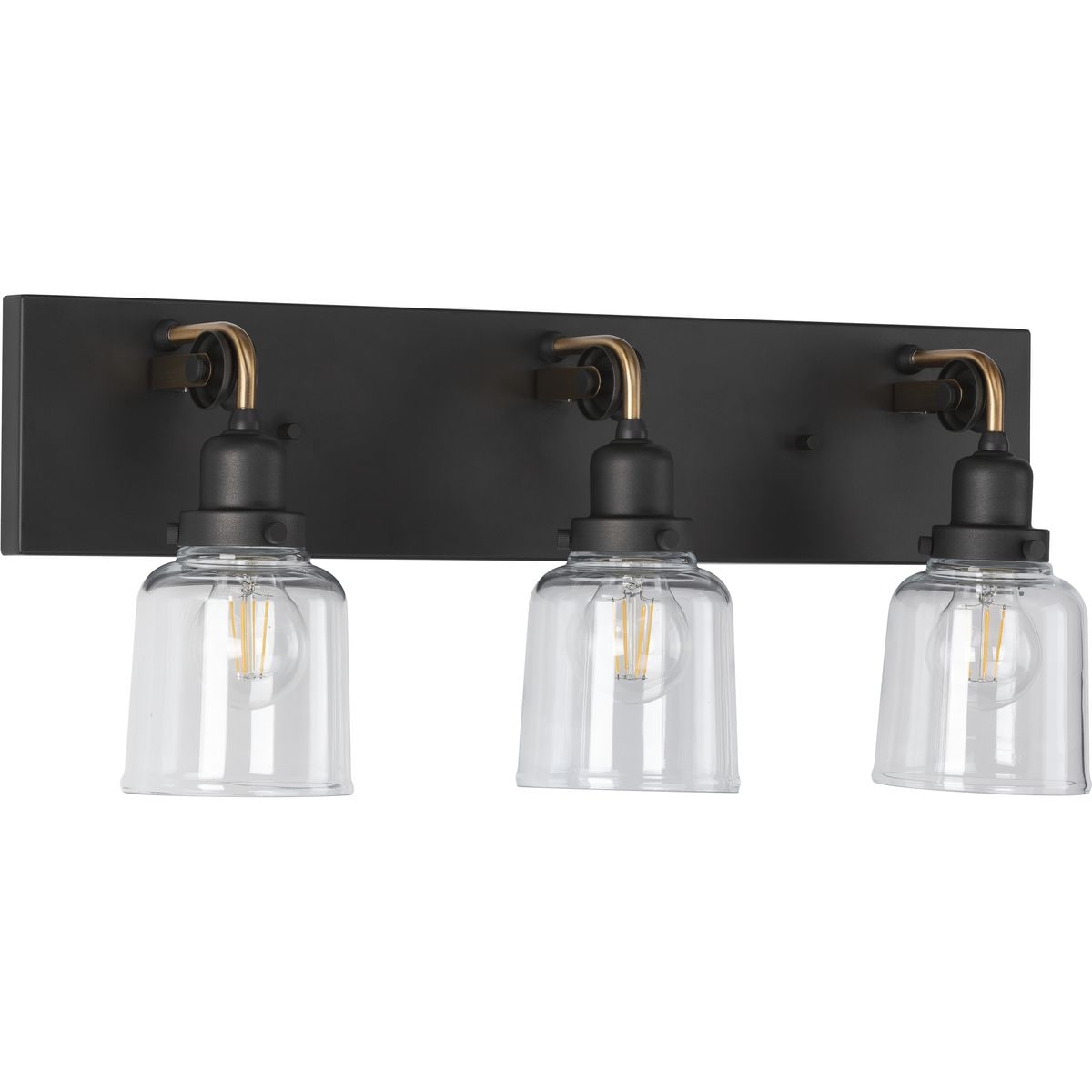 Progress Lighting Rushton 24-in 3-Light Black Farmhouse Vanity Light ...