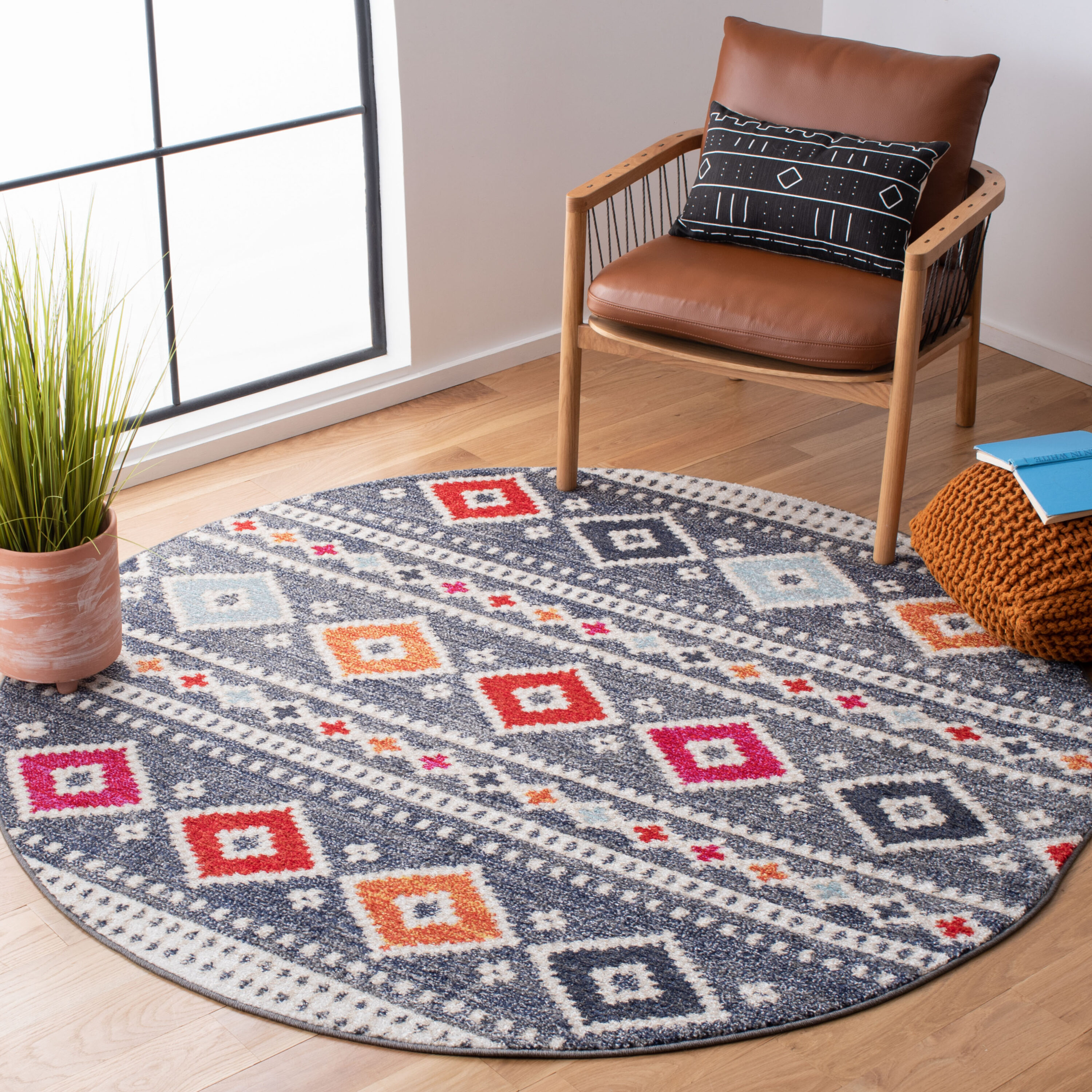 Adirondack 277F Grey Ivory 6ft x 6ft Round Rug
