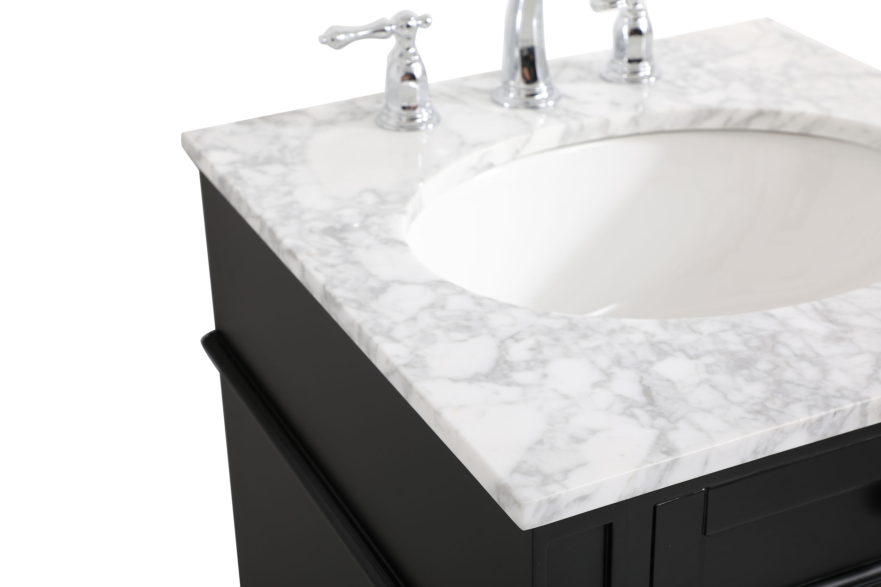 Black Marble Top Single Sink Vanity with Porcelain Basin