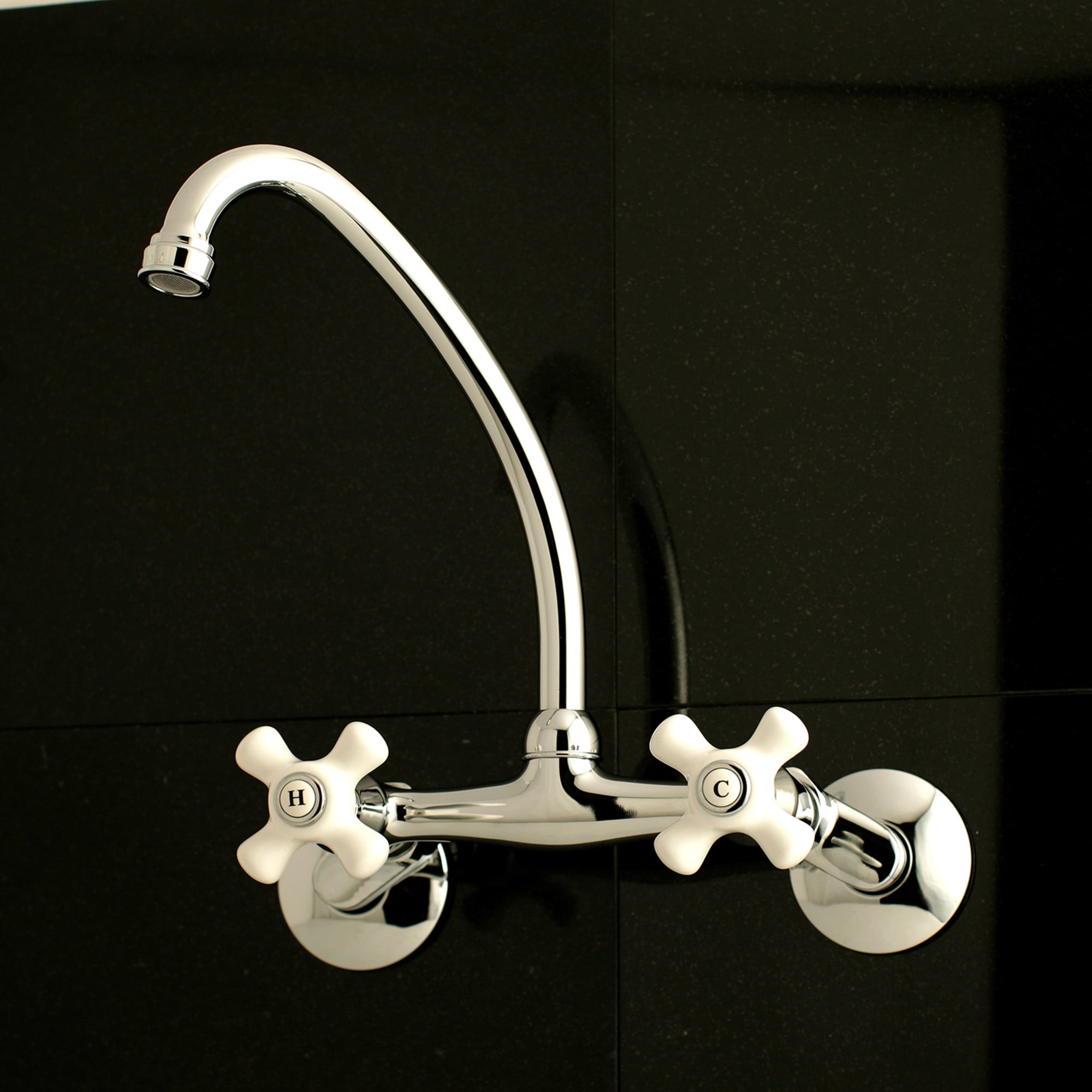 Kingston Brass WLKS614C Kingston Polished Chrome Double Handle Wall-mount Kitchen Faucet