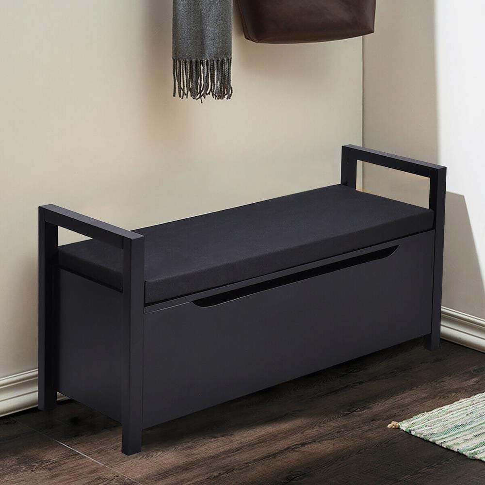 Goplus Modern x x Bench the Black 15.5-in at in Storage department Benches 34.5-in 19.5-in