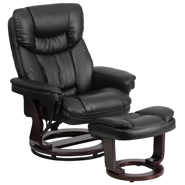 Black Faux Leather Swivel Recliner, Black Leather Glider Recliner Chair