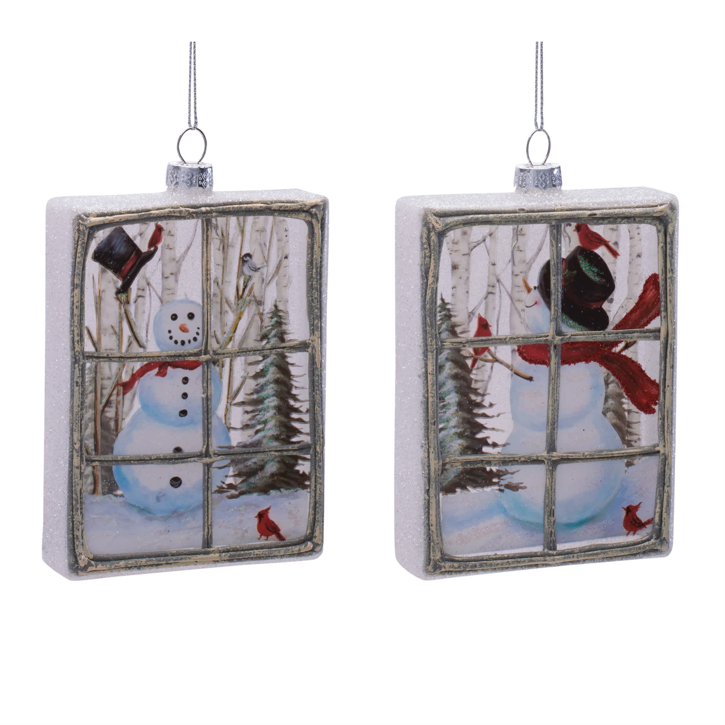 Melrose International Glass Snowman Window Ornament Set of 6