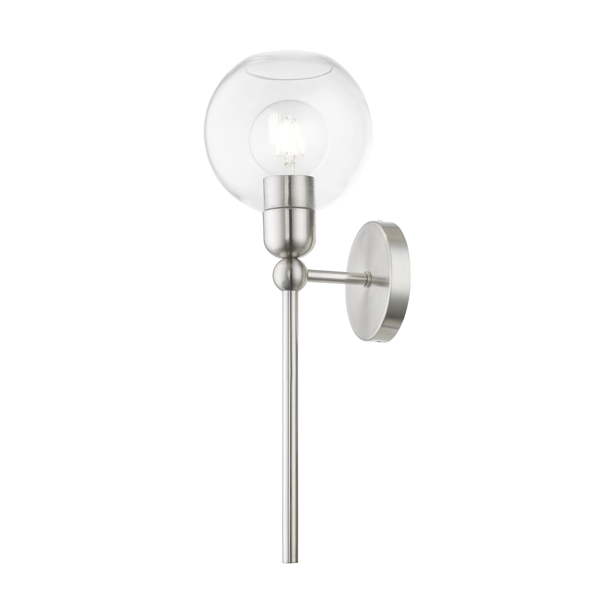 Downtown Elegance Brushed Nickel Wall Sconce with Clear Glass Shade