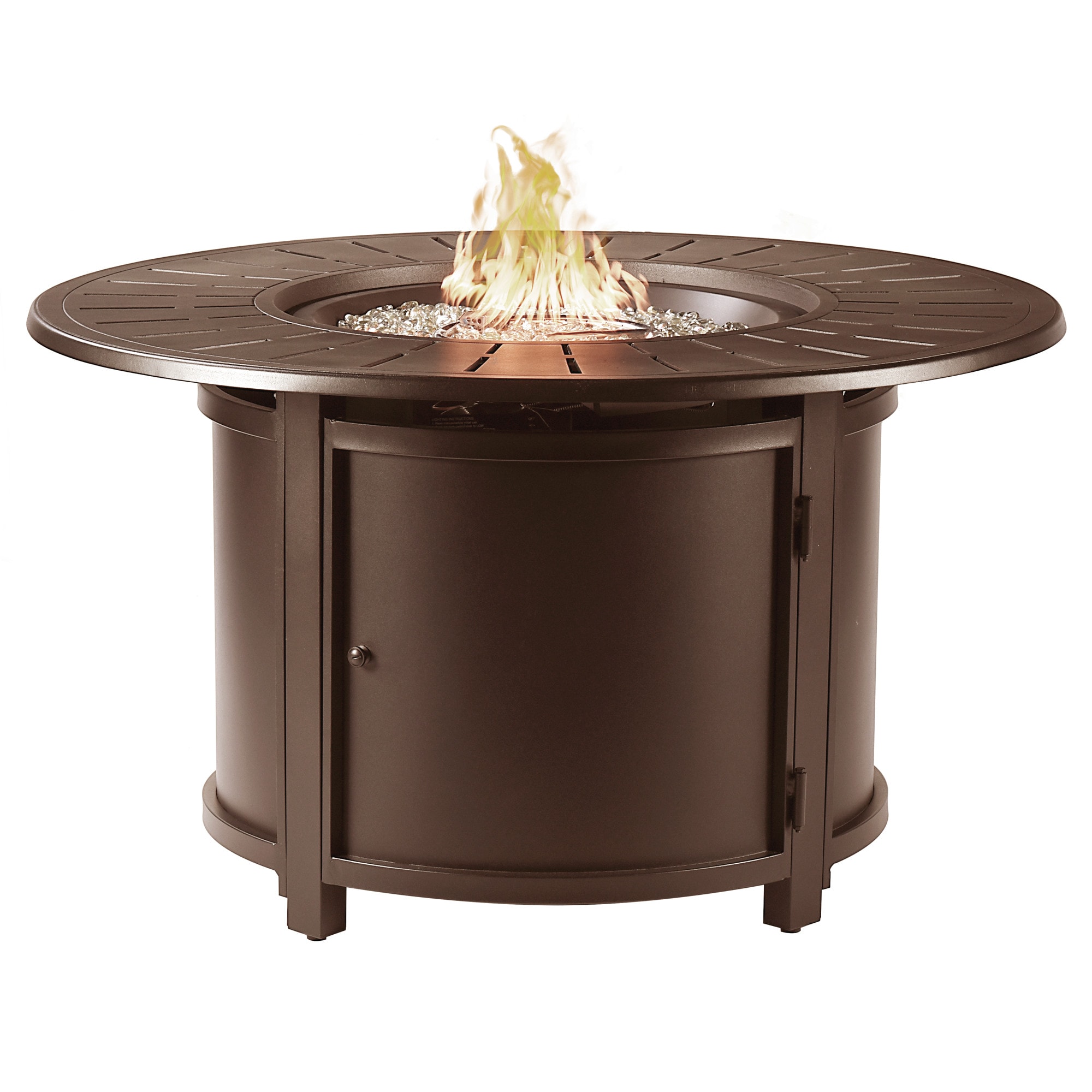 Oakland Living NOBU-FPT-BN 44-in W Brown Portable Aluminum Round Liquid propane Fire table