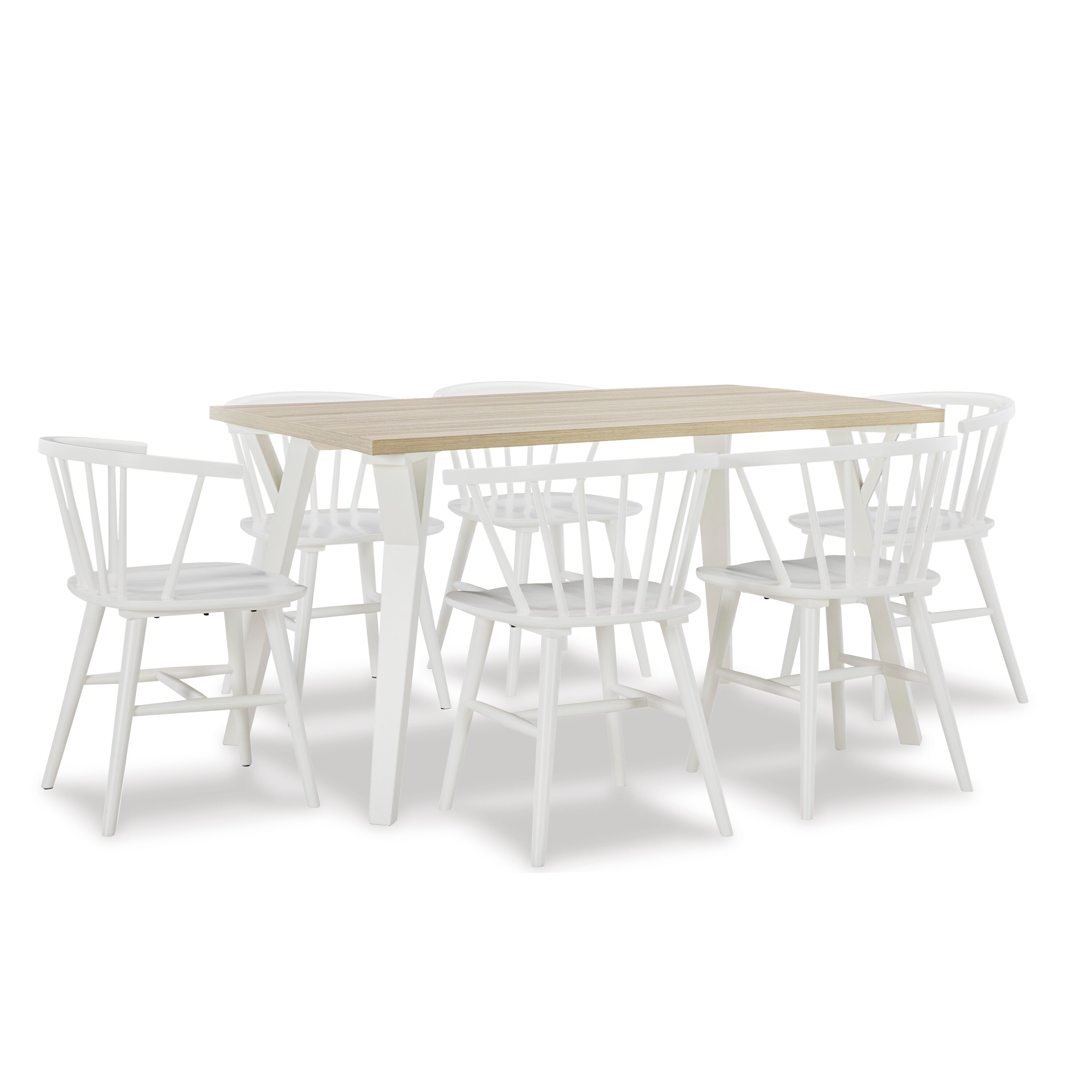 Siavonce XHS00057 Brown + Antique White Contemporary/Modern Dining Room Set with Rectangular Table ( Seats 6 )