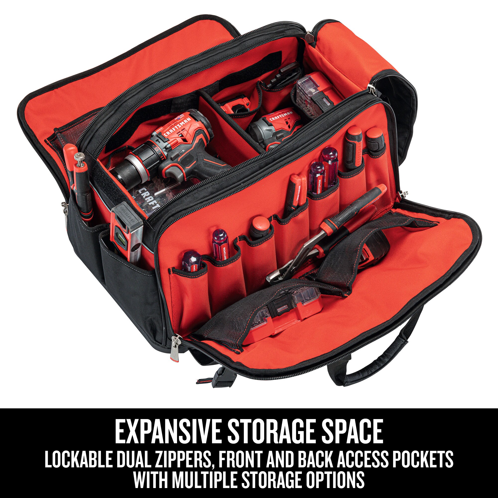 CRAFTSMAN TradeStack 22-in Black Plastic Rolling Storage Tower & Polyester 22.5-in Tool Bag
