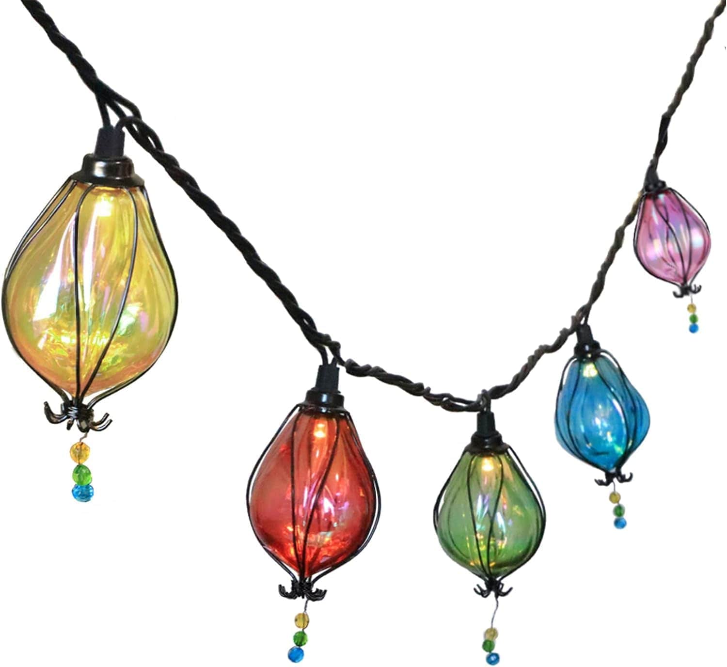 Segrass 10 ft Multicolor Plug-In Outdoor String Lights with 10 Plastic Colored Bulbs UL Listed Connectable Patio Hanging Lights for Porch Garden Wedding Party