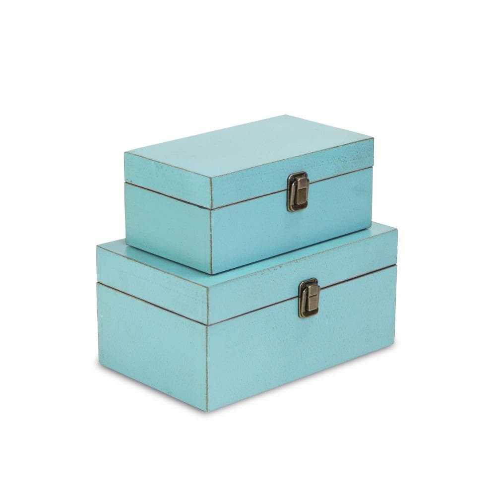 Cheung's FP-3992-2T Blue Wood Coastal Decorative box