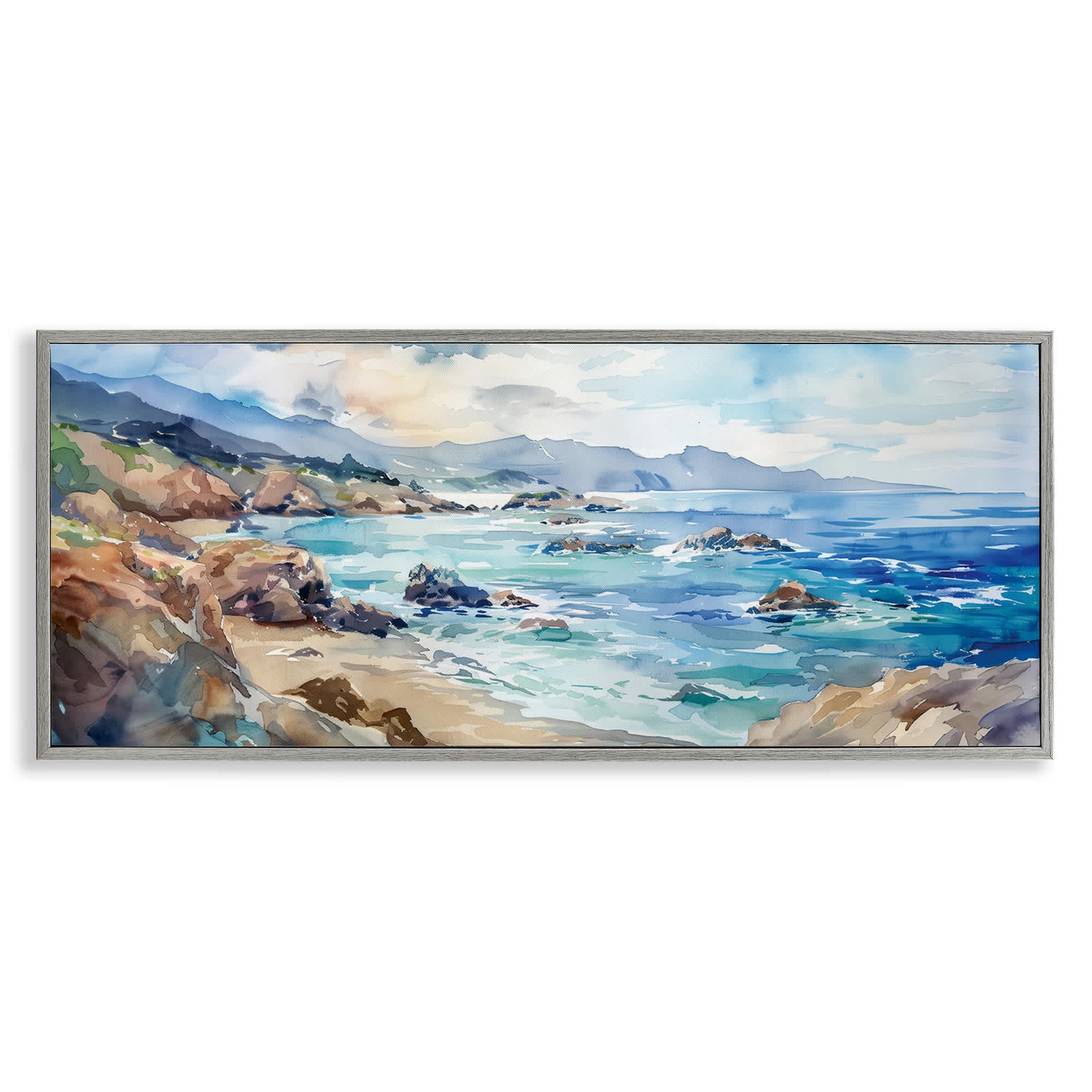Stupell Industries Blue Toned Beach Edge Gray Framed Giclee Art By ...