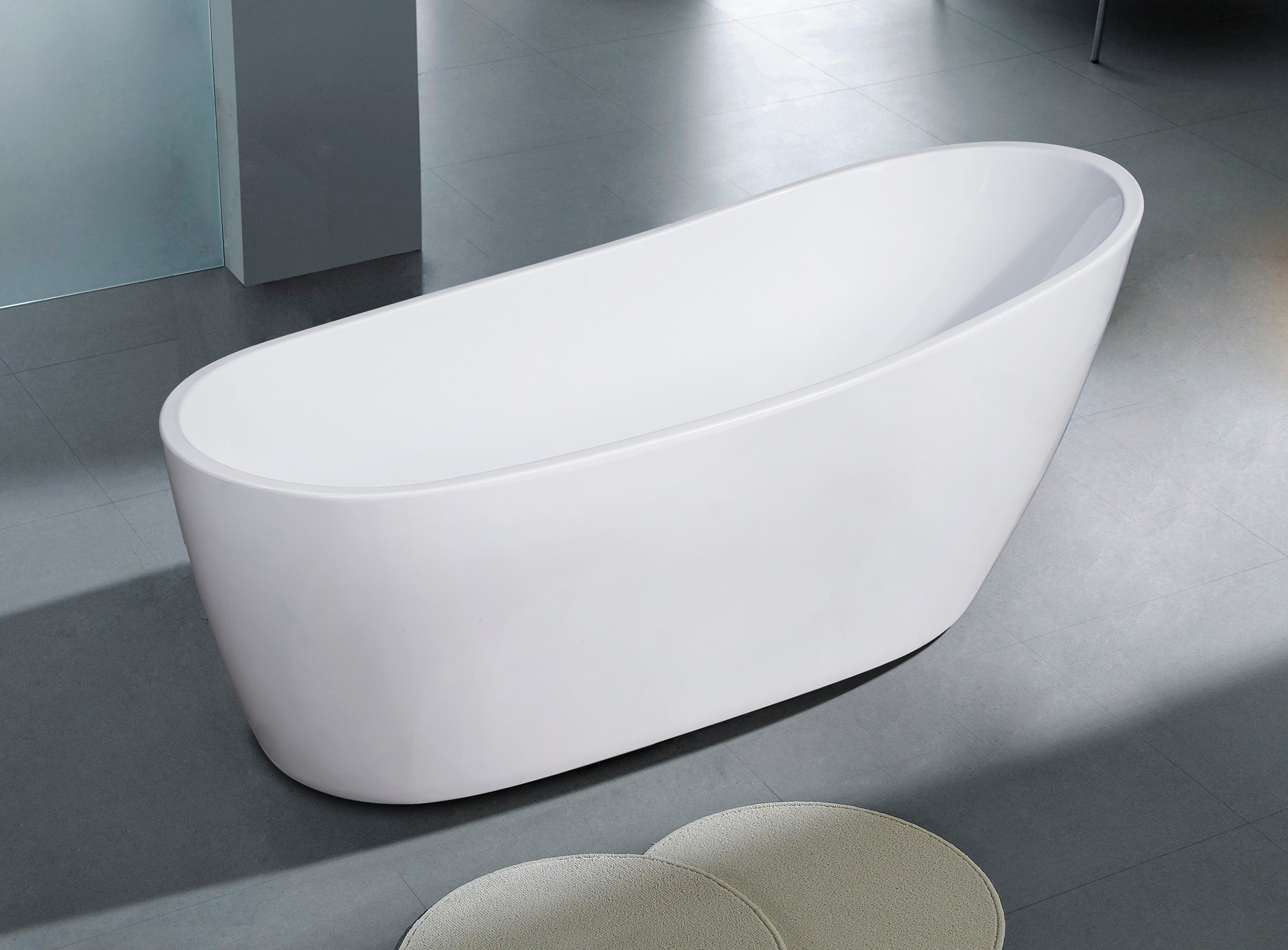 68'' White Freestanding Acrylic Soaking Bathtub