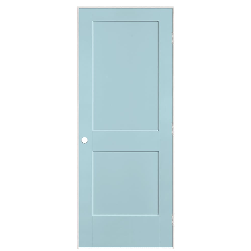Masonite 896000 32-in x 80-in Sea Mist Solid core 2-panel square Left hand Smooth Prefinished Molded composite Flat Jamb Single Prehung Interior Door