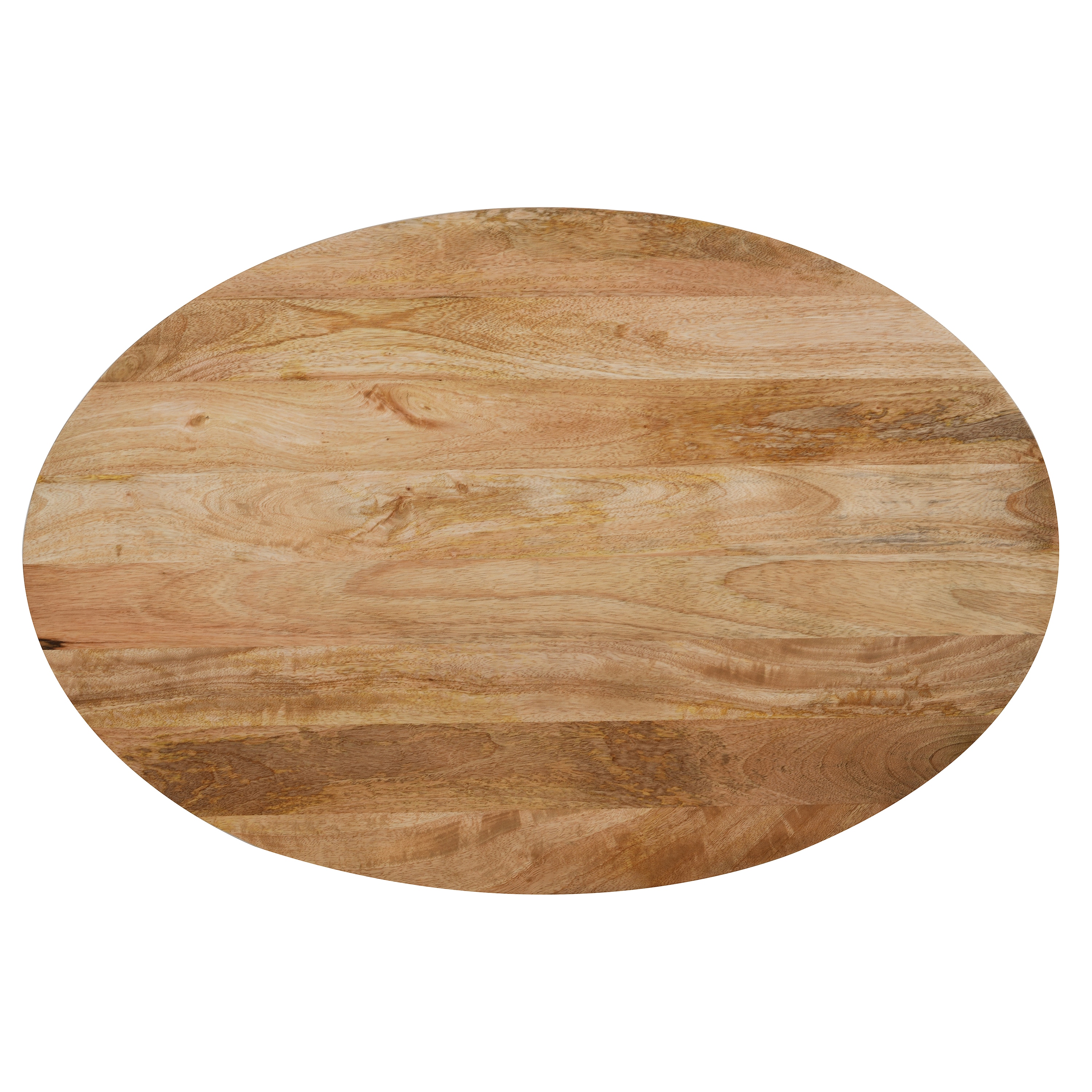Natural Brown Oval Mango Wood Coffee Table with Hidden Storage