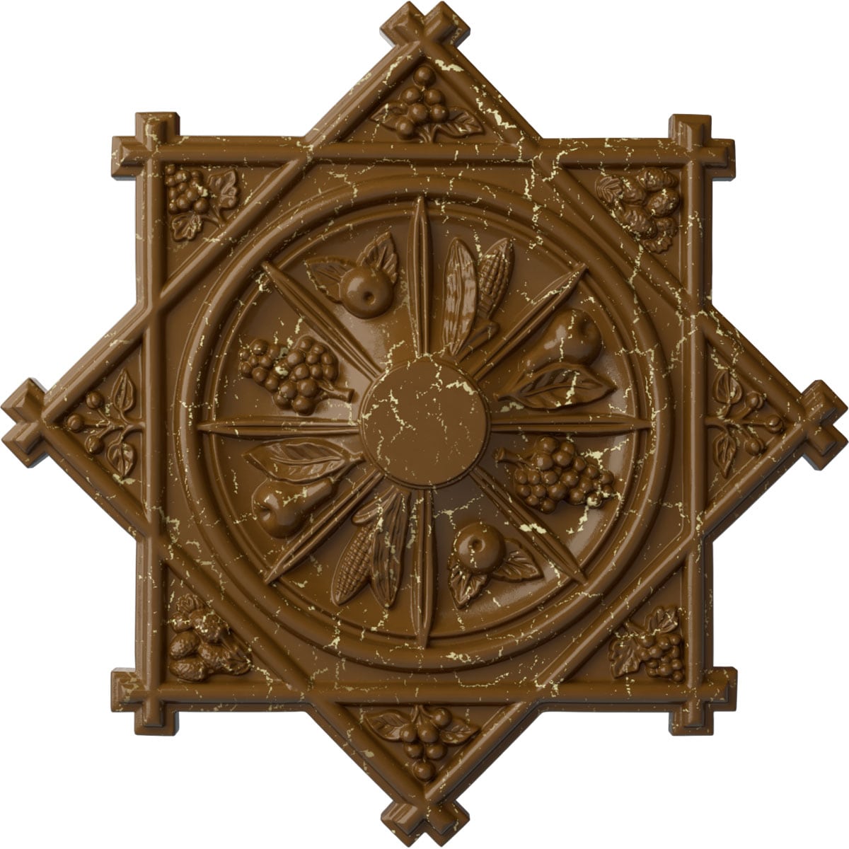 Ekena Millwork CM38ANSTC Antilles 38.25-in W x 38.25-in L Painted Smokey Topaz Crackle Polyurethane Whole Ceiling Medallion