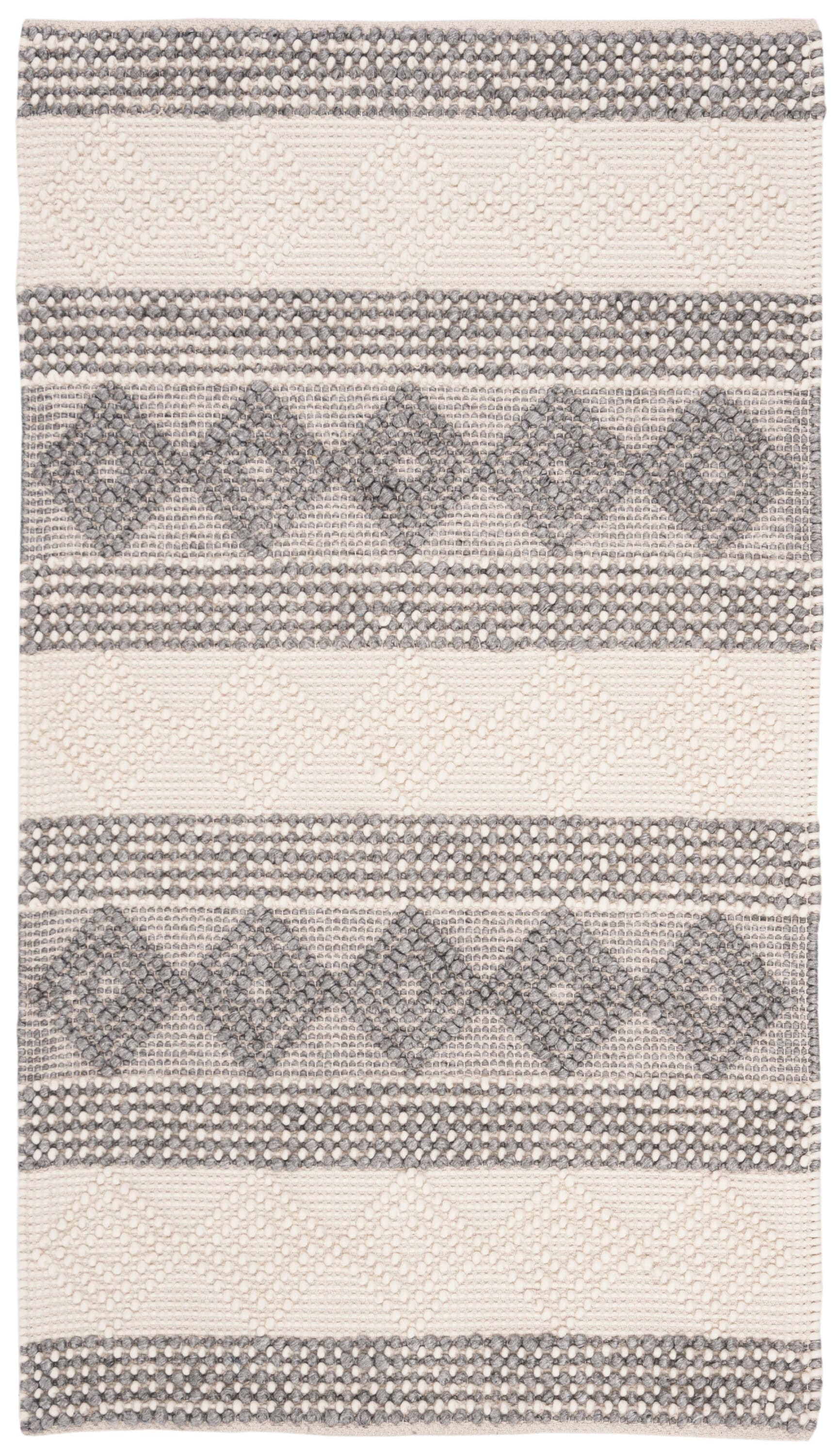Handmade Gray and Ivory Wool Flat Woven Accent Rug