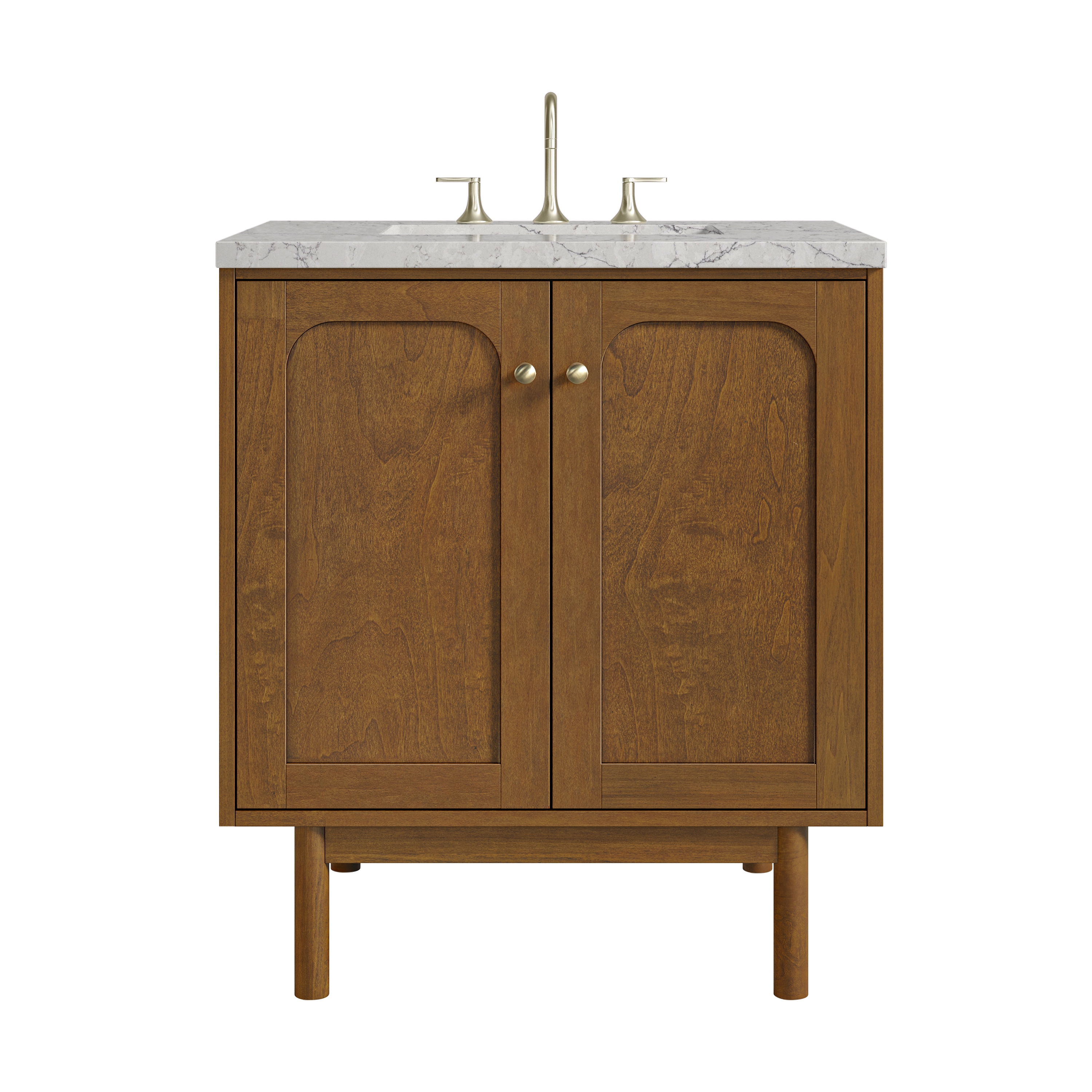 James Martin Vanities Laurent 30-in Honey Oak Undermount Single Sink Bathroom Vanity with Eternal Jasmine Pearl Quartz Top