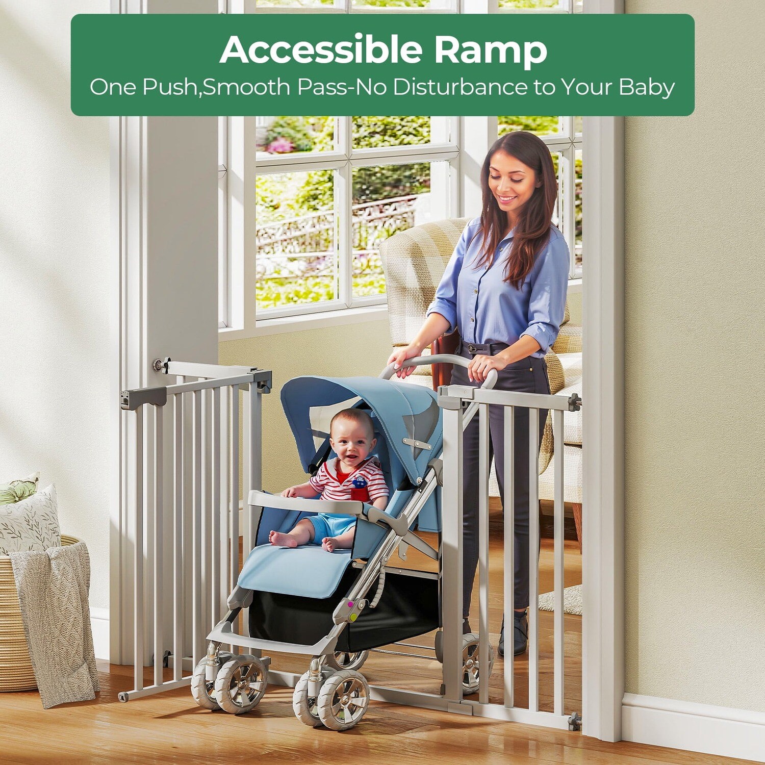 GIVIMO Adjustable Pressure-Mounted Baby Gate and Pet Gate 30-in to 50 ...
