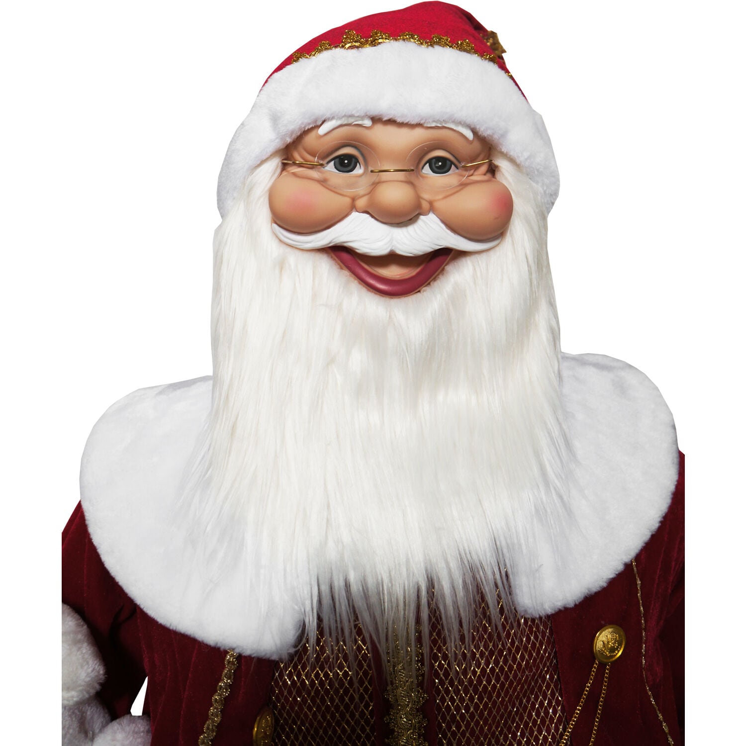 58" Red Velvet Dancing Santa with Bear and Wreath