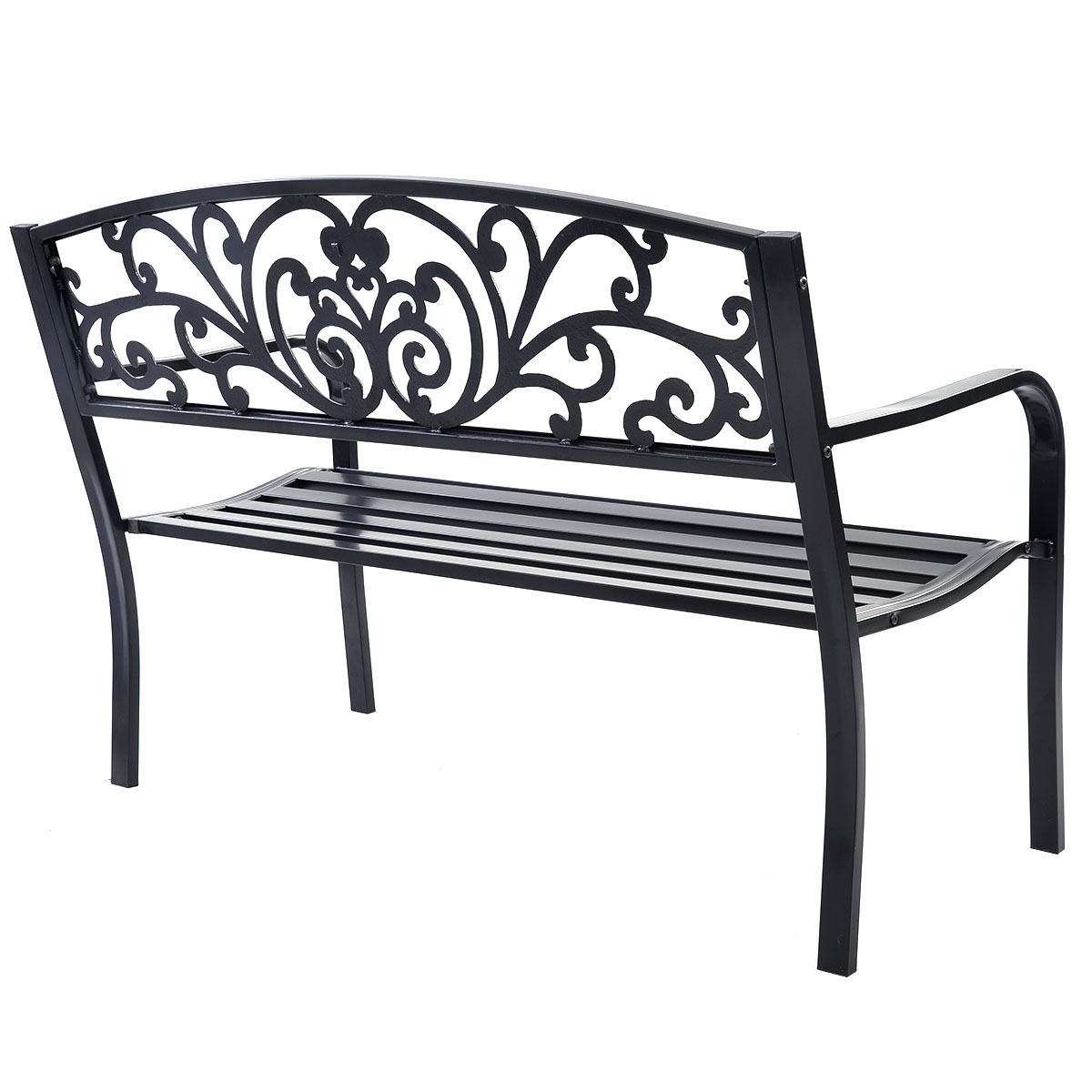 Mondawe 50-in W x 33.5-in H Black Steel Garden Bench in the Patio ...