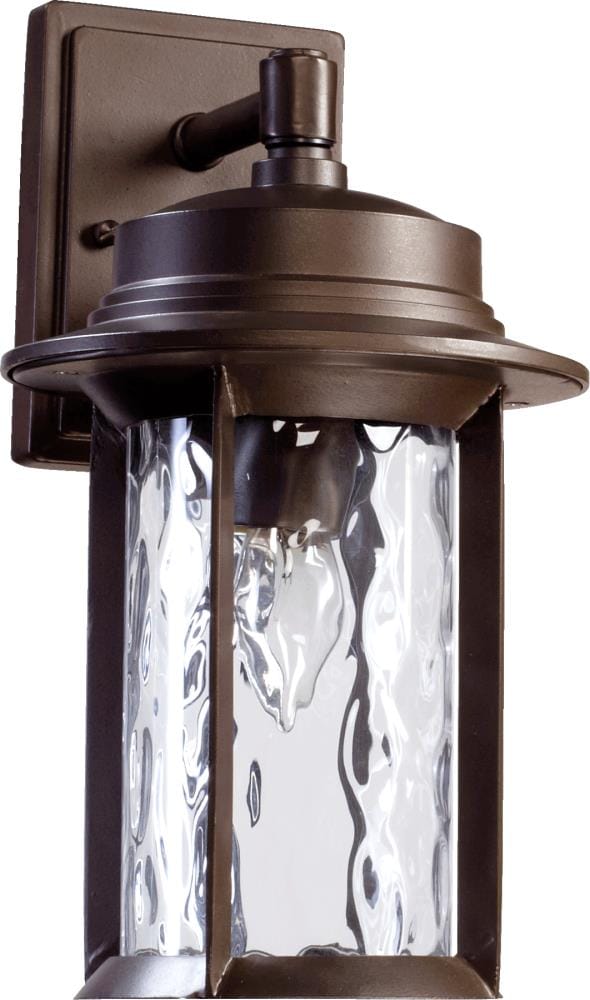 Oiled Bronze Outdoor Wall Sconce with Clear Hammered Glass Shade
