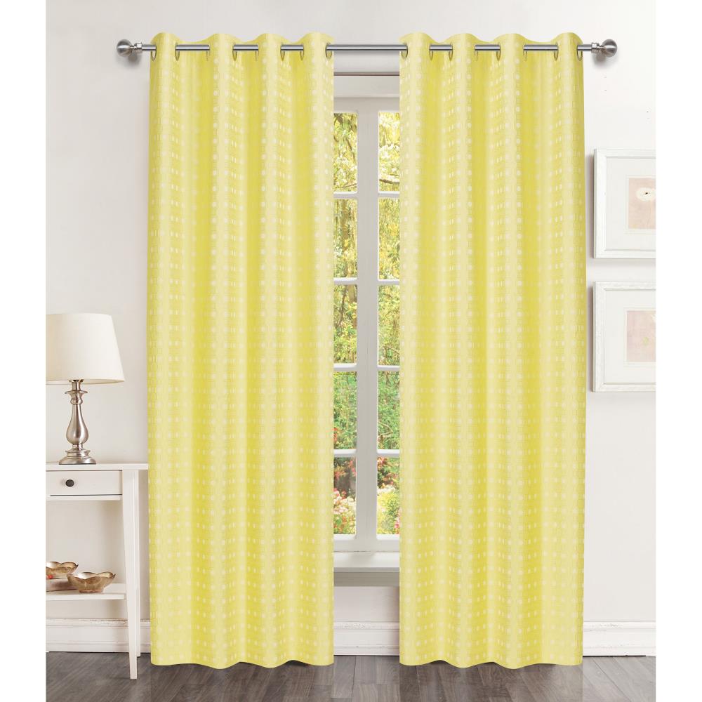 Popular Home 934120 84-Inches YELLOW Geometric Grommet Single curtain panel