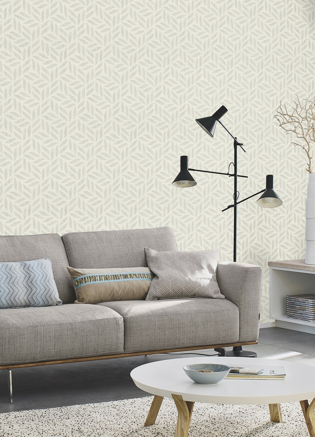 Advantage Sagano Light Grey Leaf Wallpaper in the Wallpaper department ...