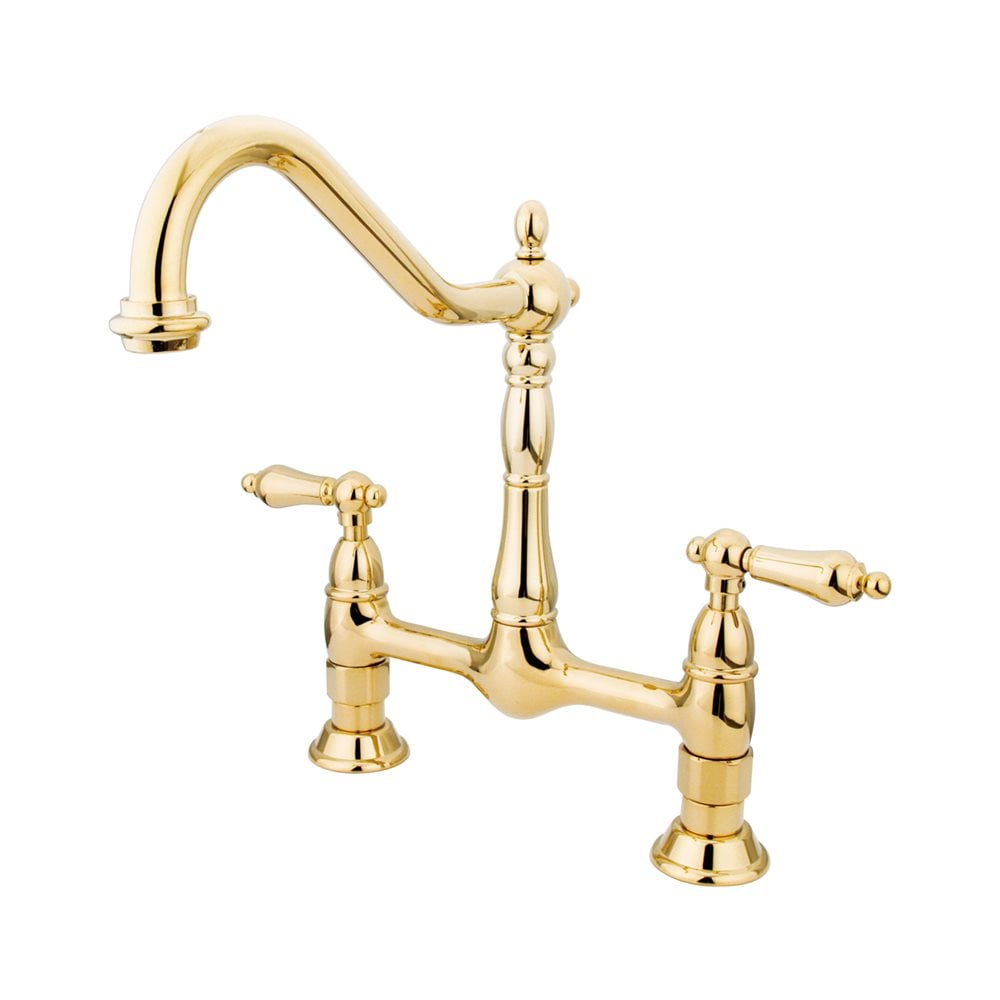Elements of Design ES1172AL Polished brass Double Handle Deck-mount Bridge Kitchen Faucet