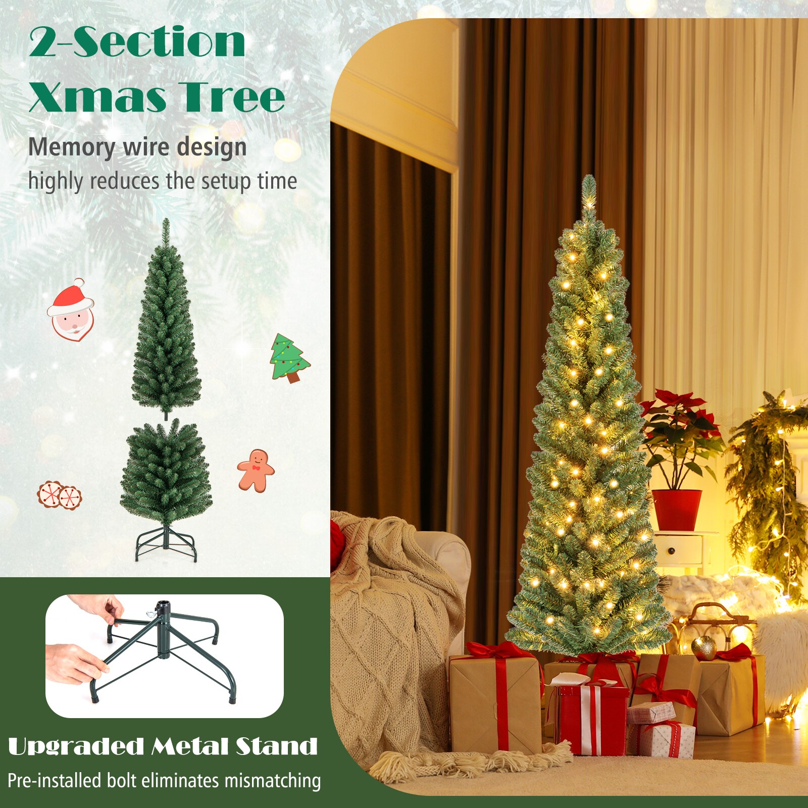 WELLFOR TX-HGY-10020US Artificial-Christmas-Trees - View #5
