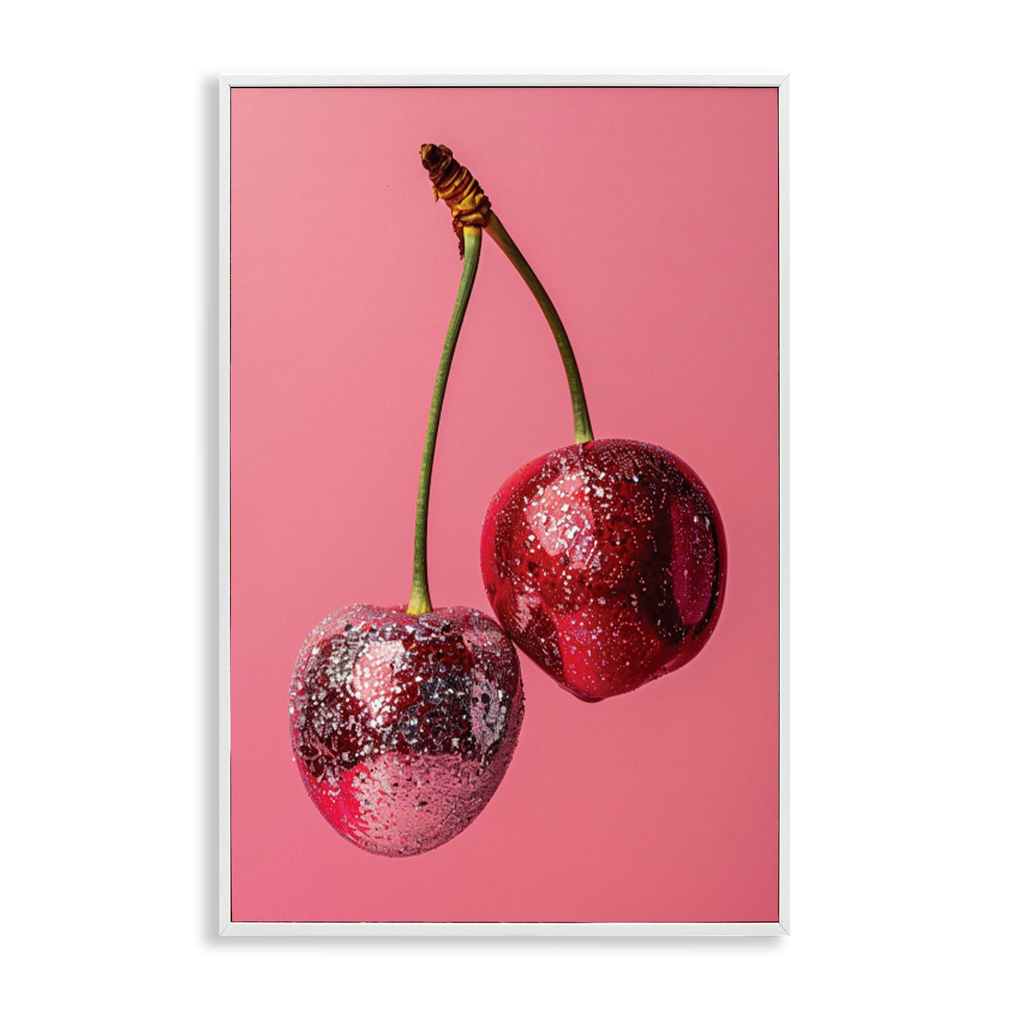 Stupell Industries BT-668-WFR-20X30 Dazzling Cherry Pair White Framed Giclee Art By LSR Design Studio 20 x 30