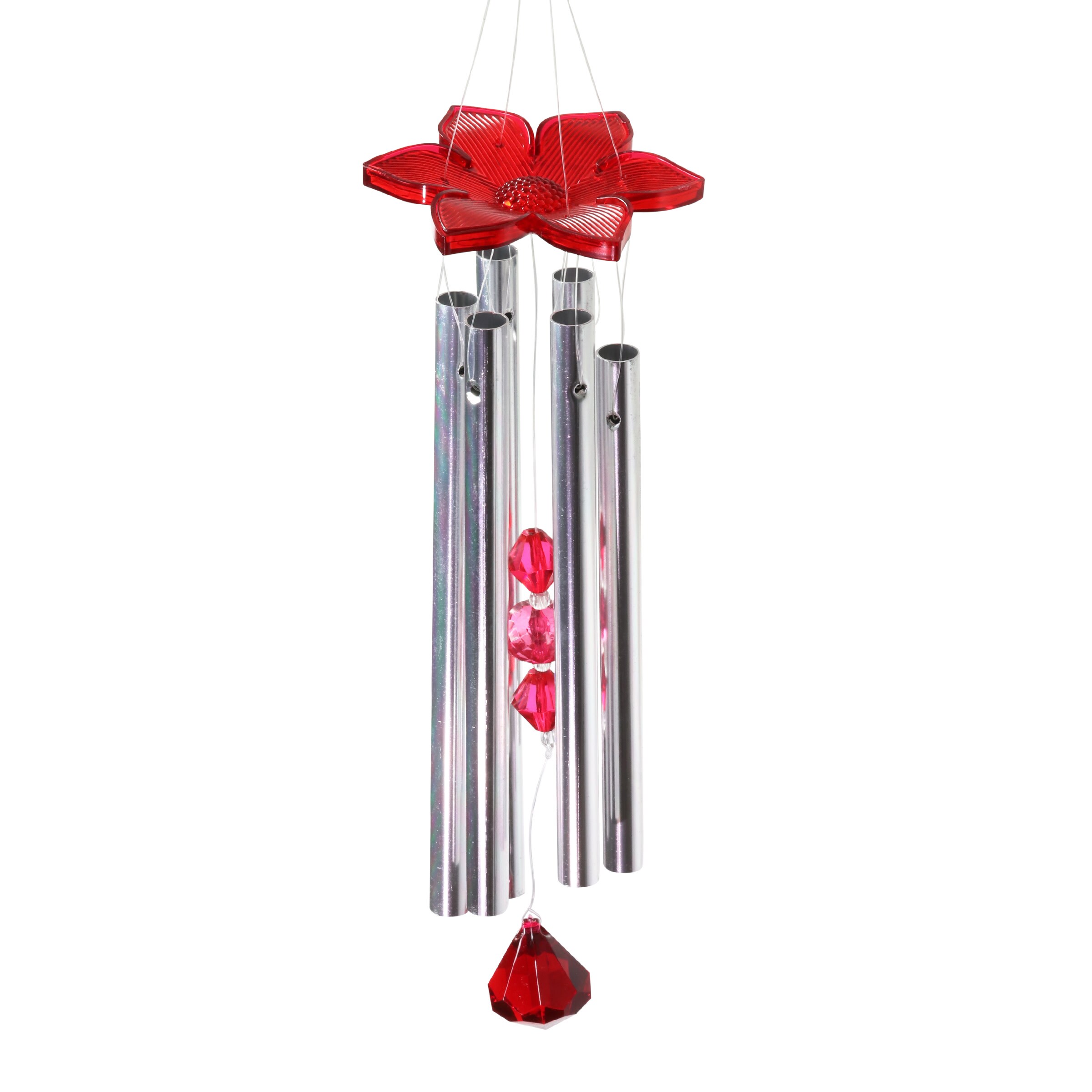 Exhart 24-in Red Metal Garden Wind Chime - Hand Painted, Durable Plastic at